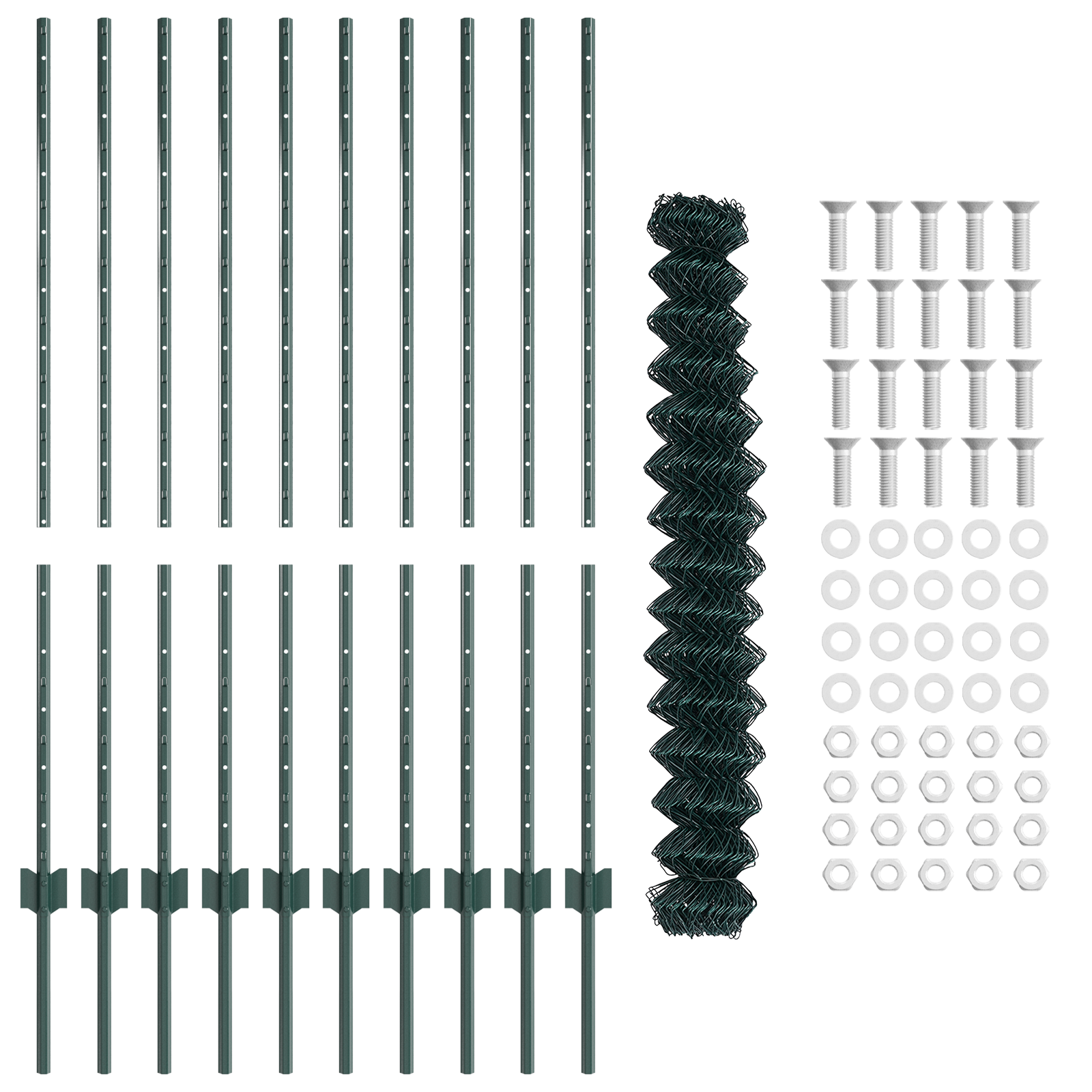 Chain Link Fence with 10 U Posts Green 1.2x10 m Steel - Image 4