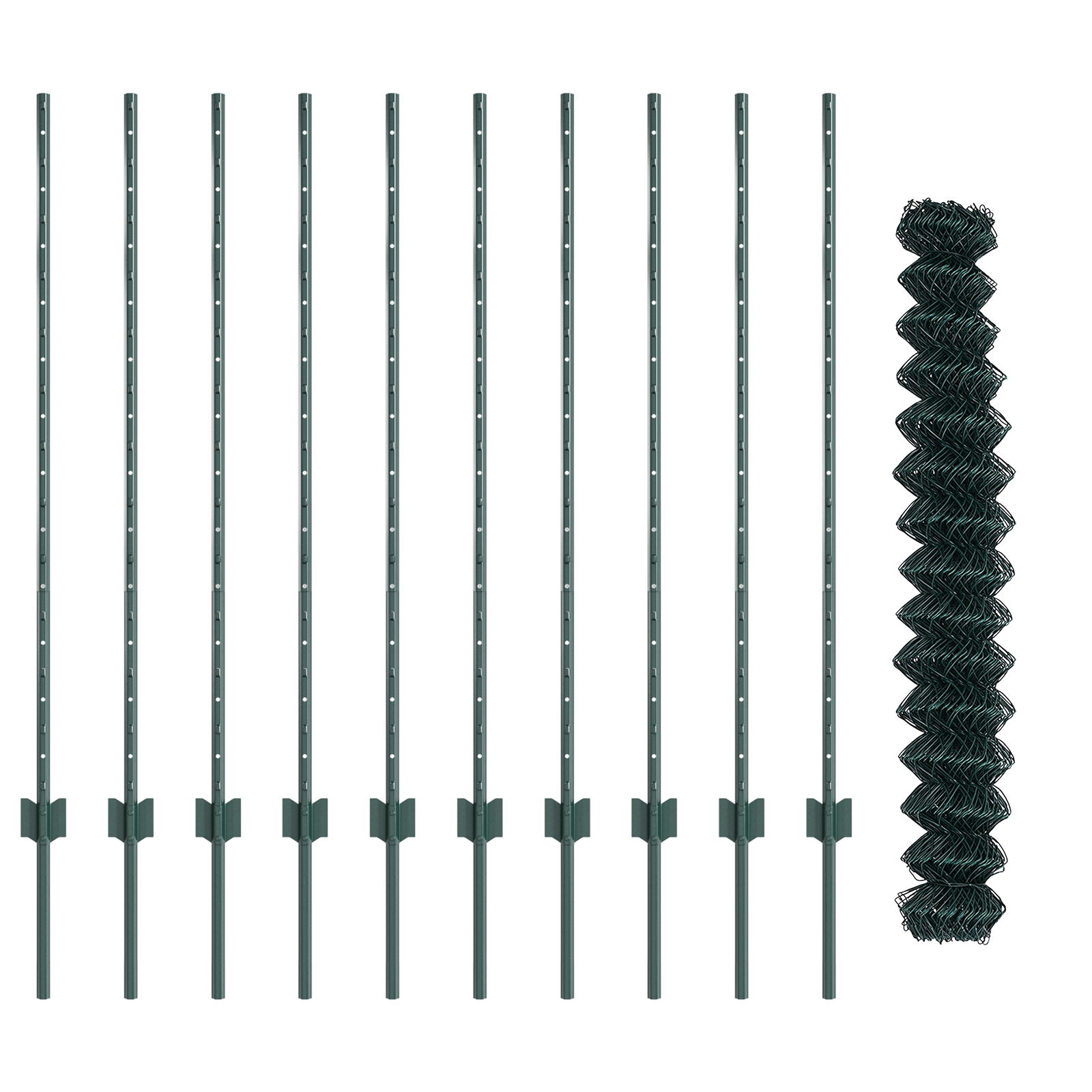 Chain Link Fence with 10 U Posts Green 1.2x10 m Steel - Image 5