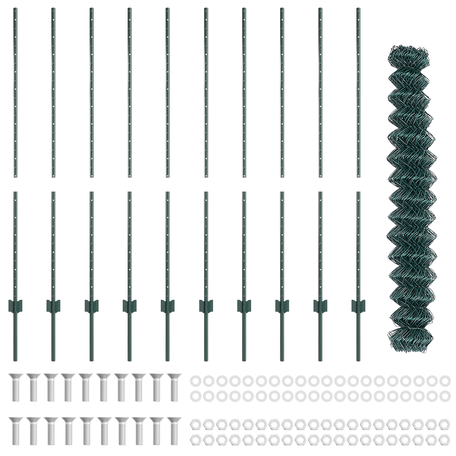 Chain Link Fence with 10 U Posts Green 1.4x10 m Steel - Image 4