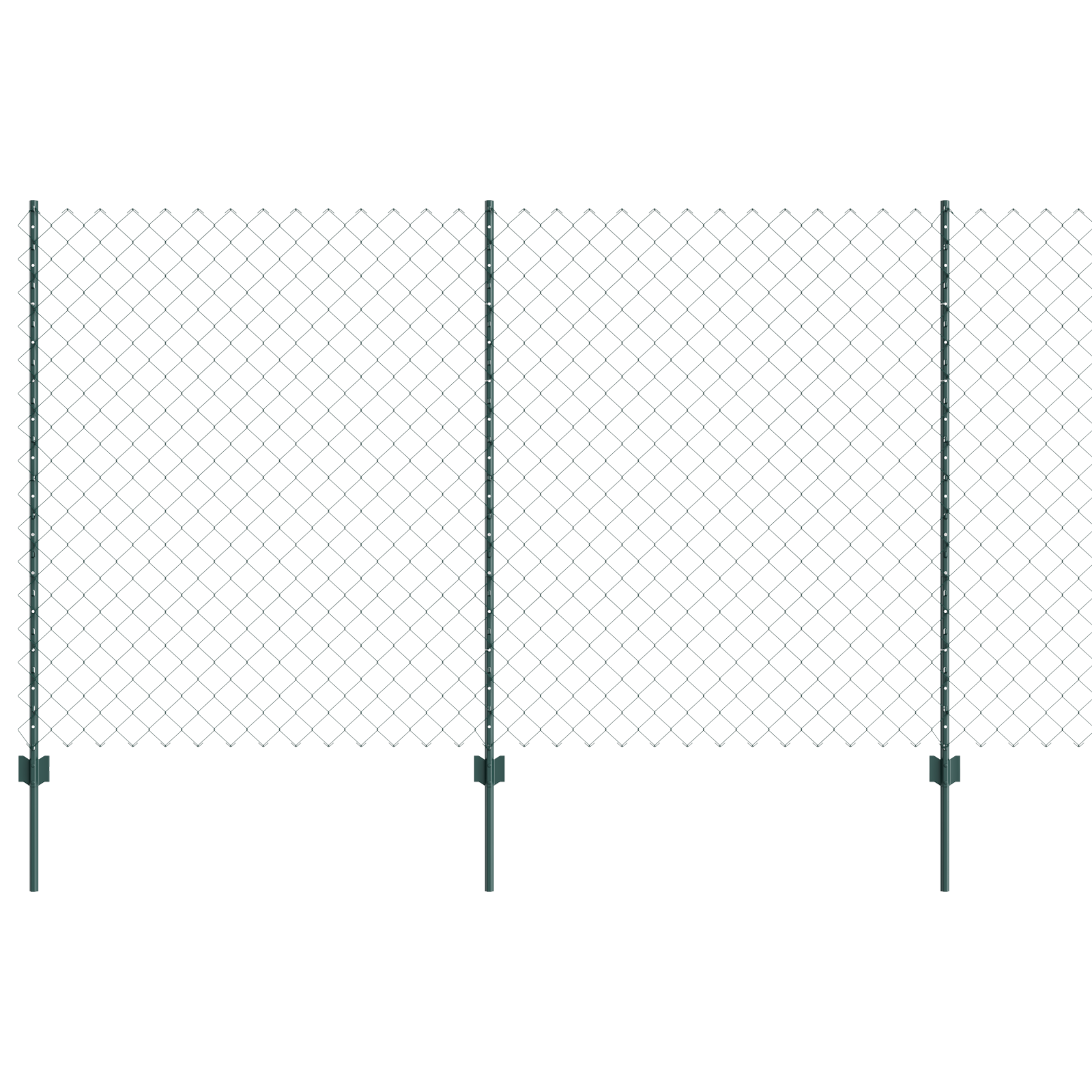 Chain Link Fence with 10 U Posts Green 1.4x10 m Steel - Image 2