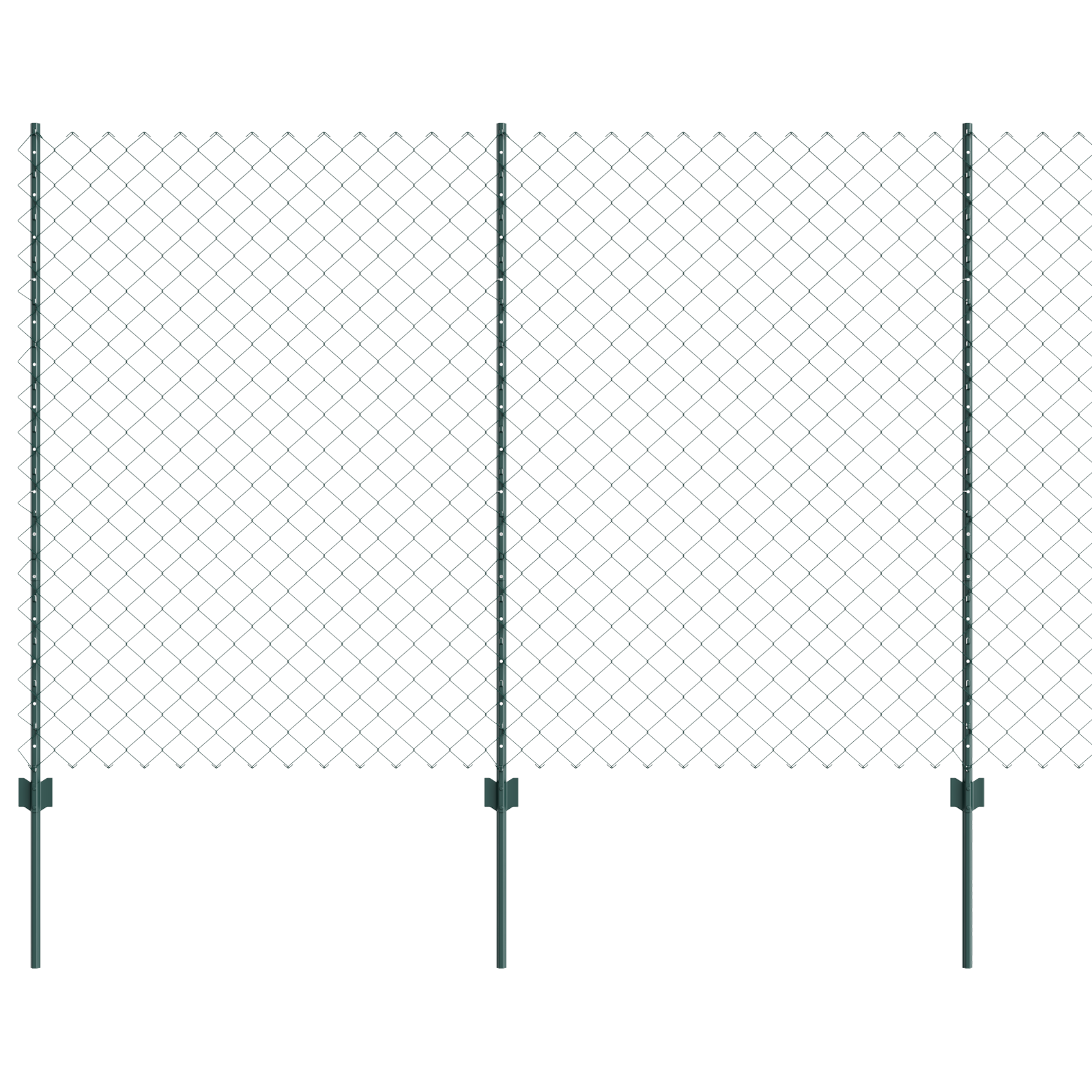 Chain Link Fence with 10 U Posts Green 1.5x10 m Steel - Image 2
