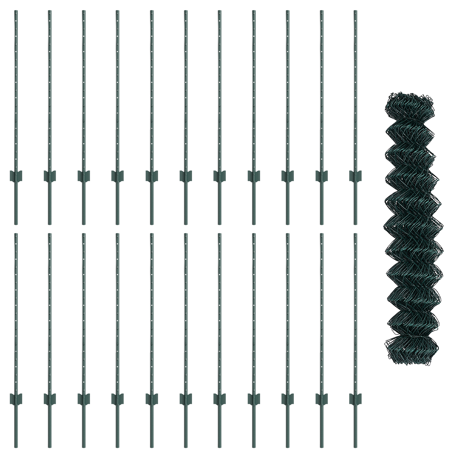 Chain Link Fence with 22 U Posts Green 1x25 m Steel - Image 5