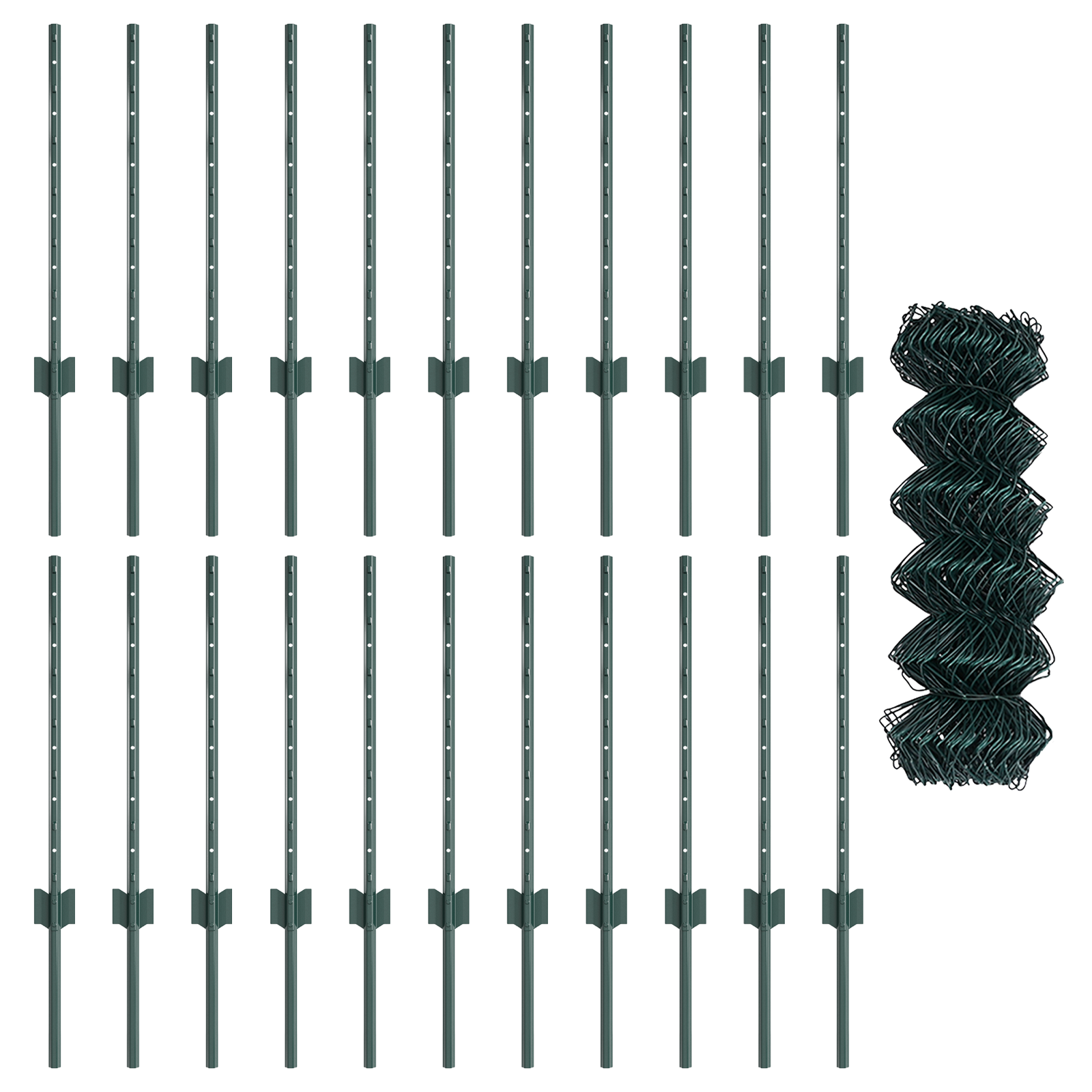 Chain Link Fence with 22 U Posts Green 0.6x25 m Steel - Image 4