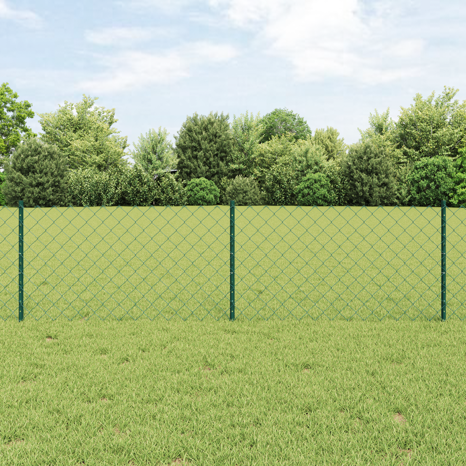 Chain Link Fence with 22 U Posts Green 0.6x25 m Steel