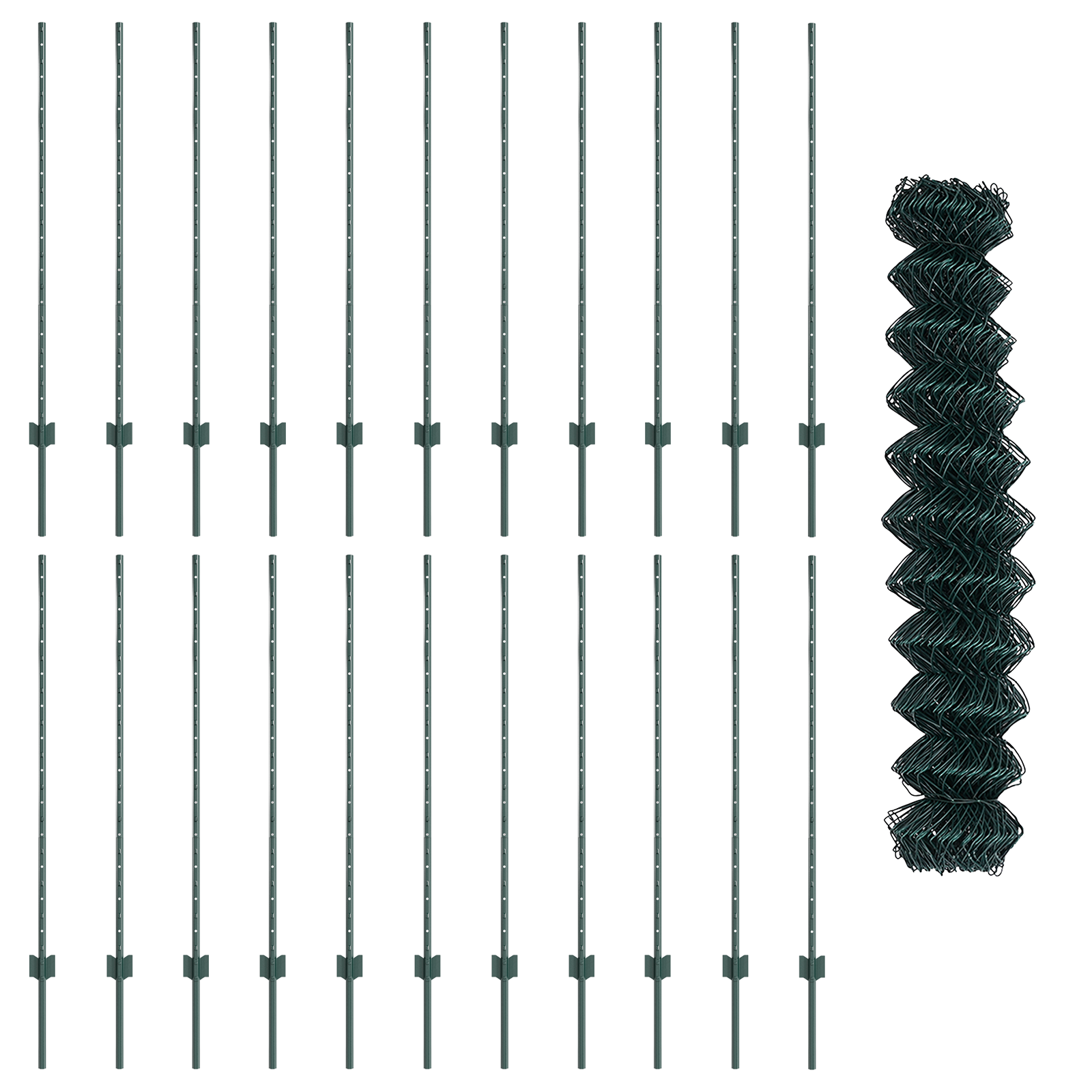 Chain Link Fence with 22 U Posts Green 1.2x25 m Steel - Image 5