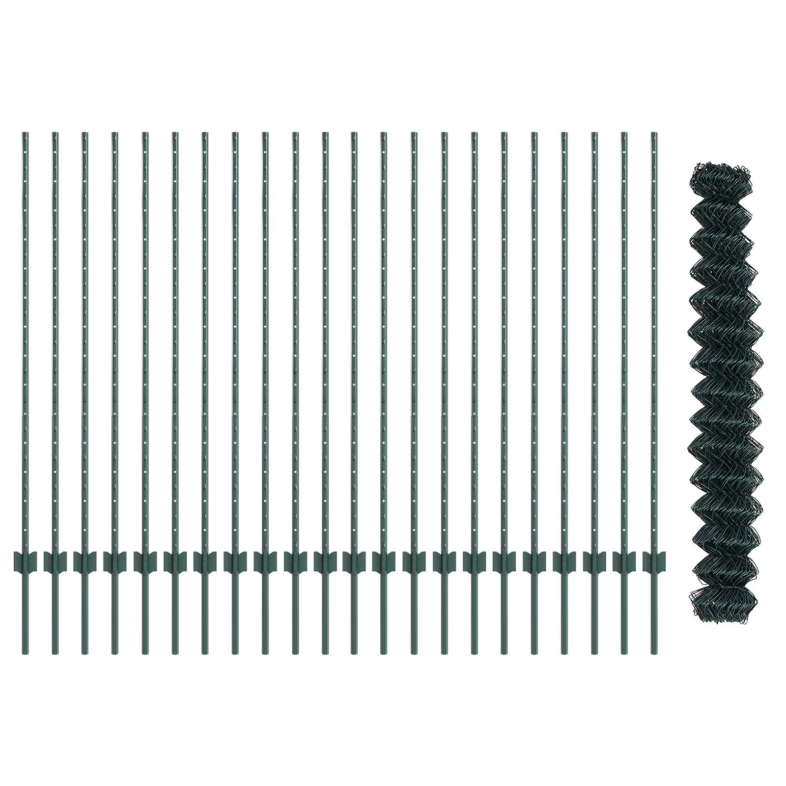 Chain Link Fence with 22 U Posts Green 1.4x25 m Steel - Image 5