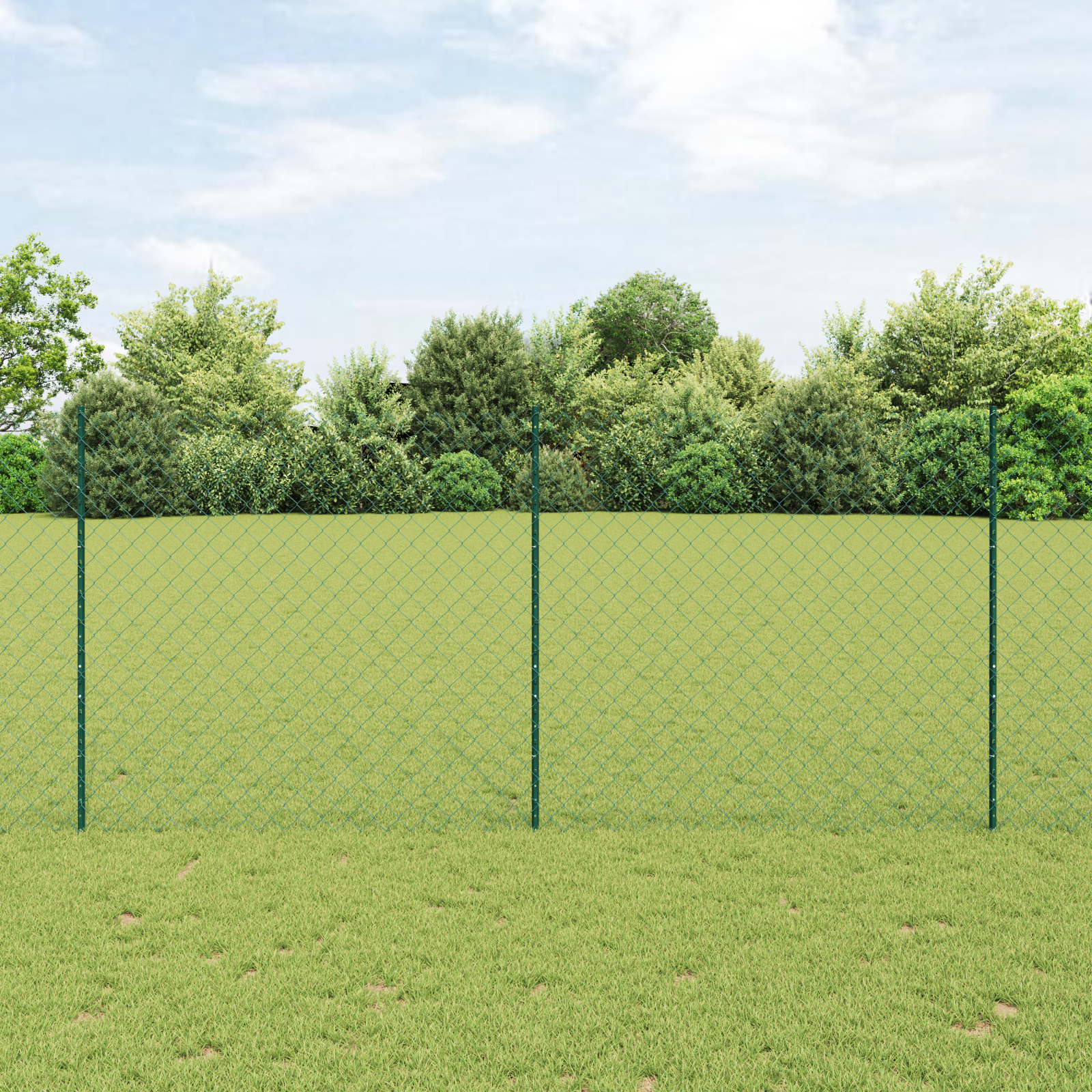 Chain Link Fence with 22 U Posts Green 1.4x25 m Steel