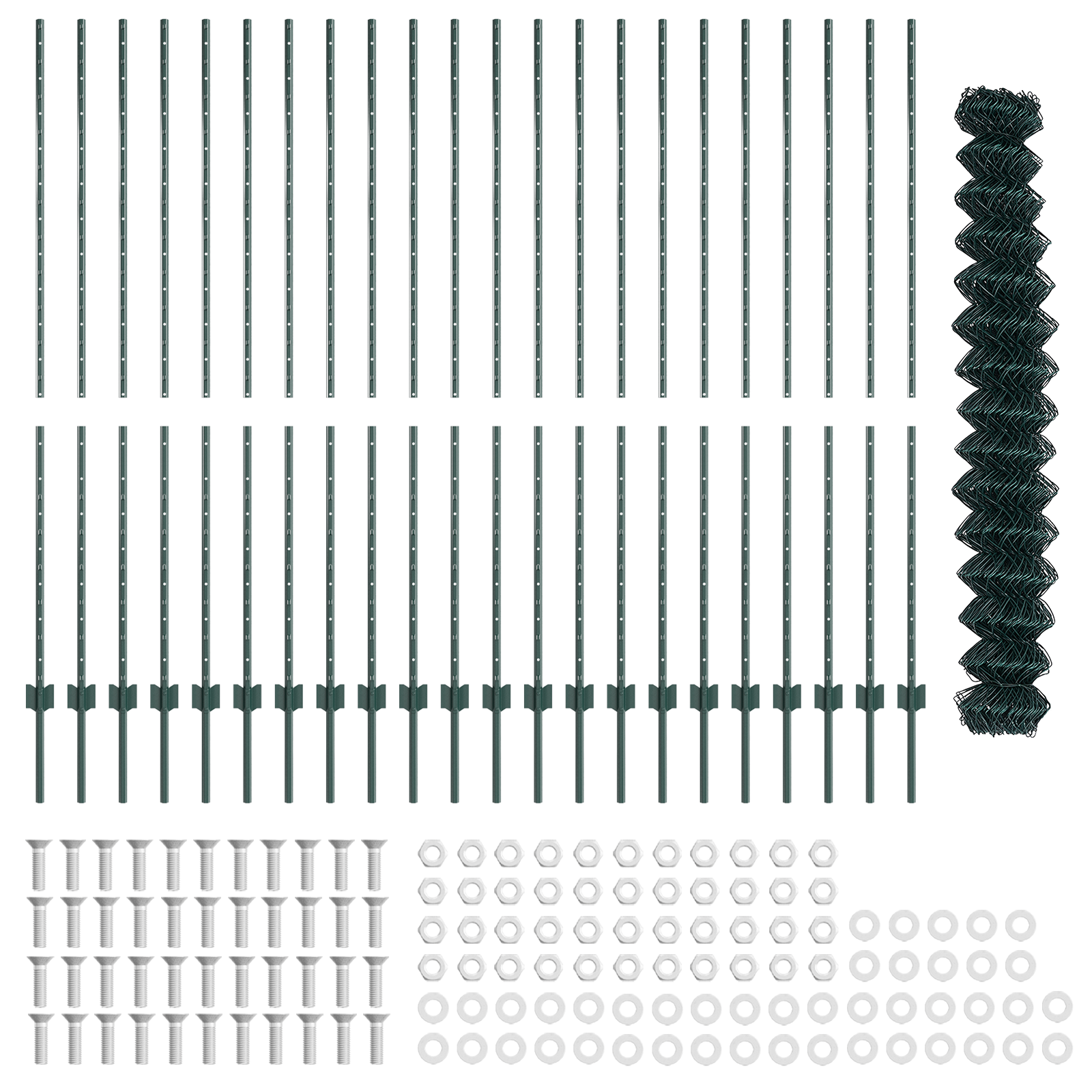 Chain Link Fence with 22 U Posts Green 1.6x25 m Steel - Image 4
