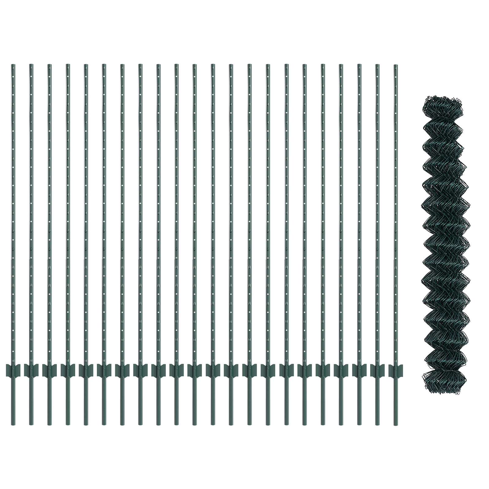 Chain Link Fence with 22 U Posts Green 1.6x25 m Steel - Image 5