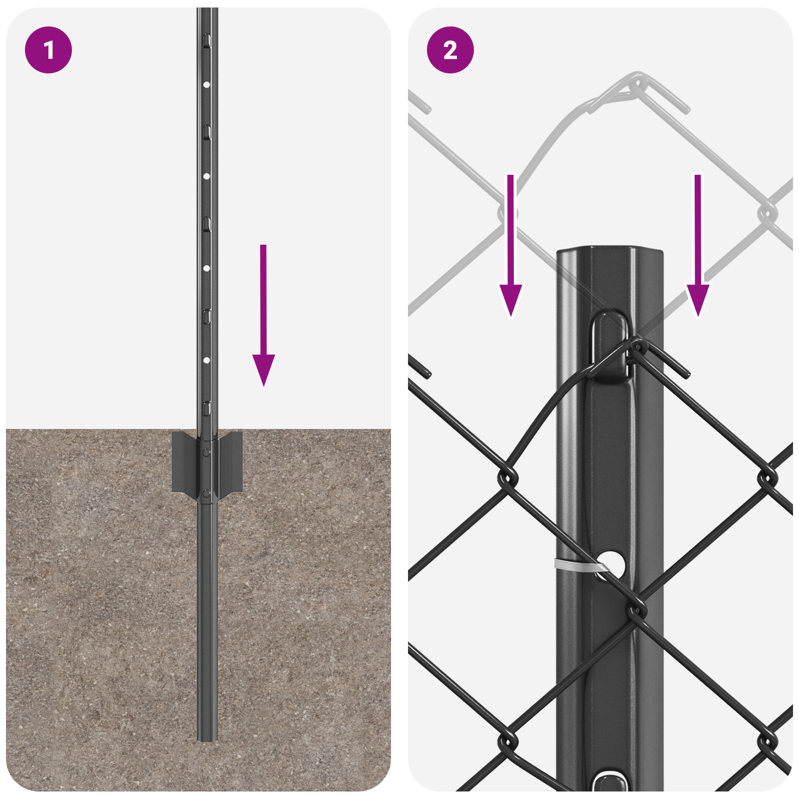Chain Link Fence with 10 U Posts Grey 0.6x10 m Steel - Image 9