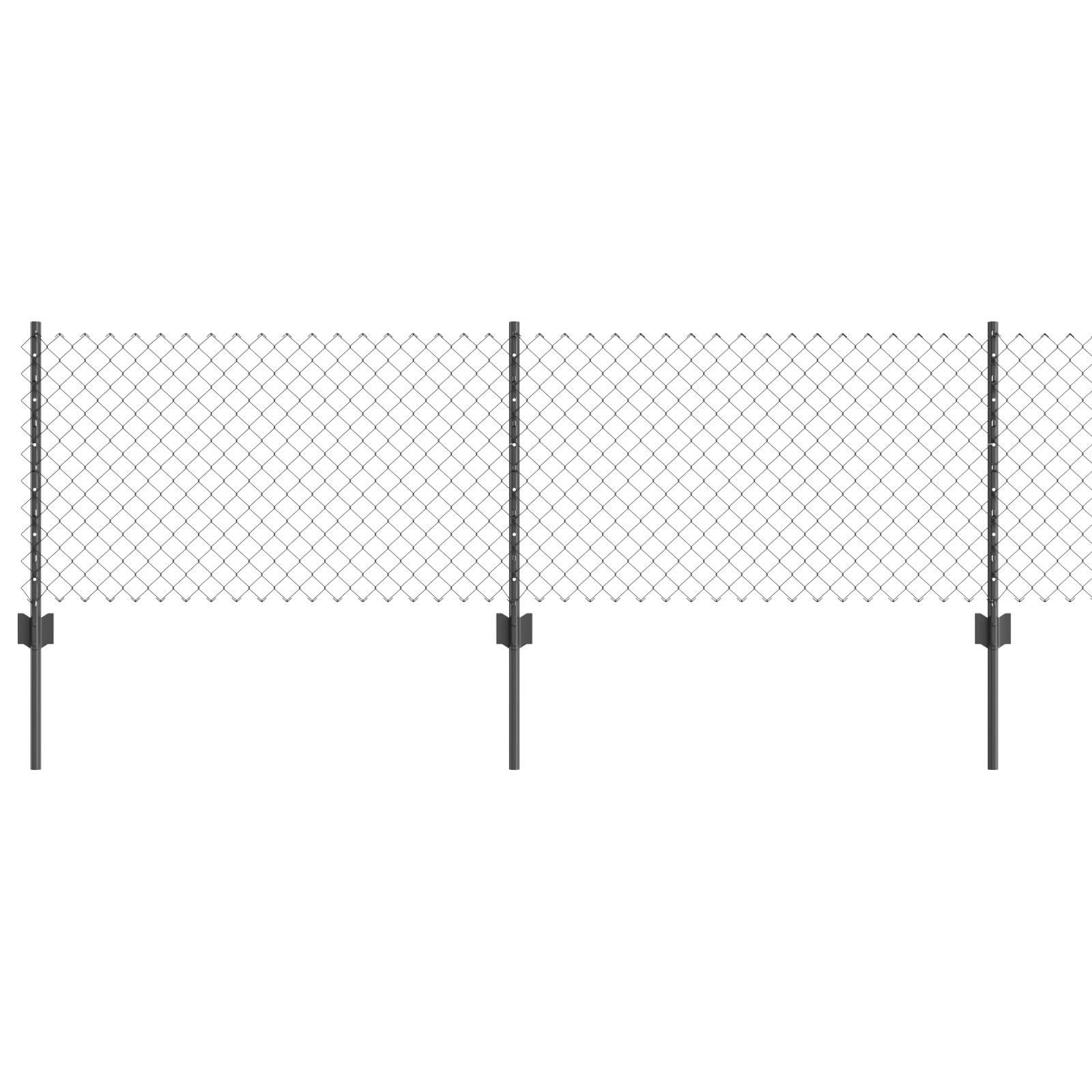 Chain Link Fence with 10 U Posts Grey 0.6x10 m Steel - Image 2