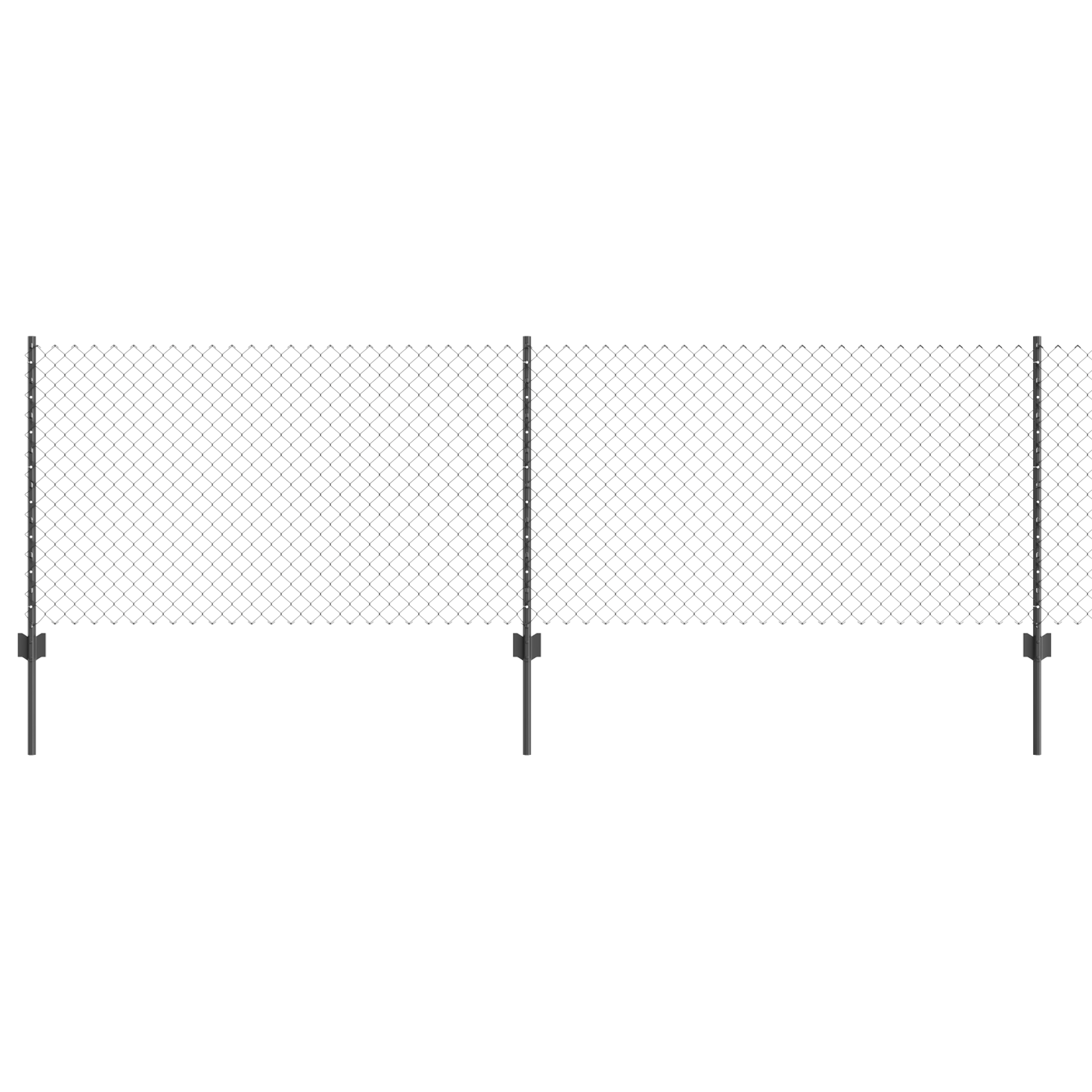 Chain Link Fence with 10 U Posts Grey 0.8x10 m Steel - Image 2