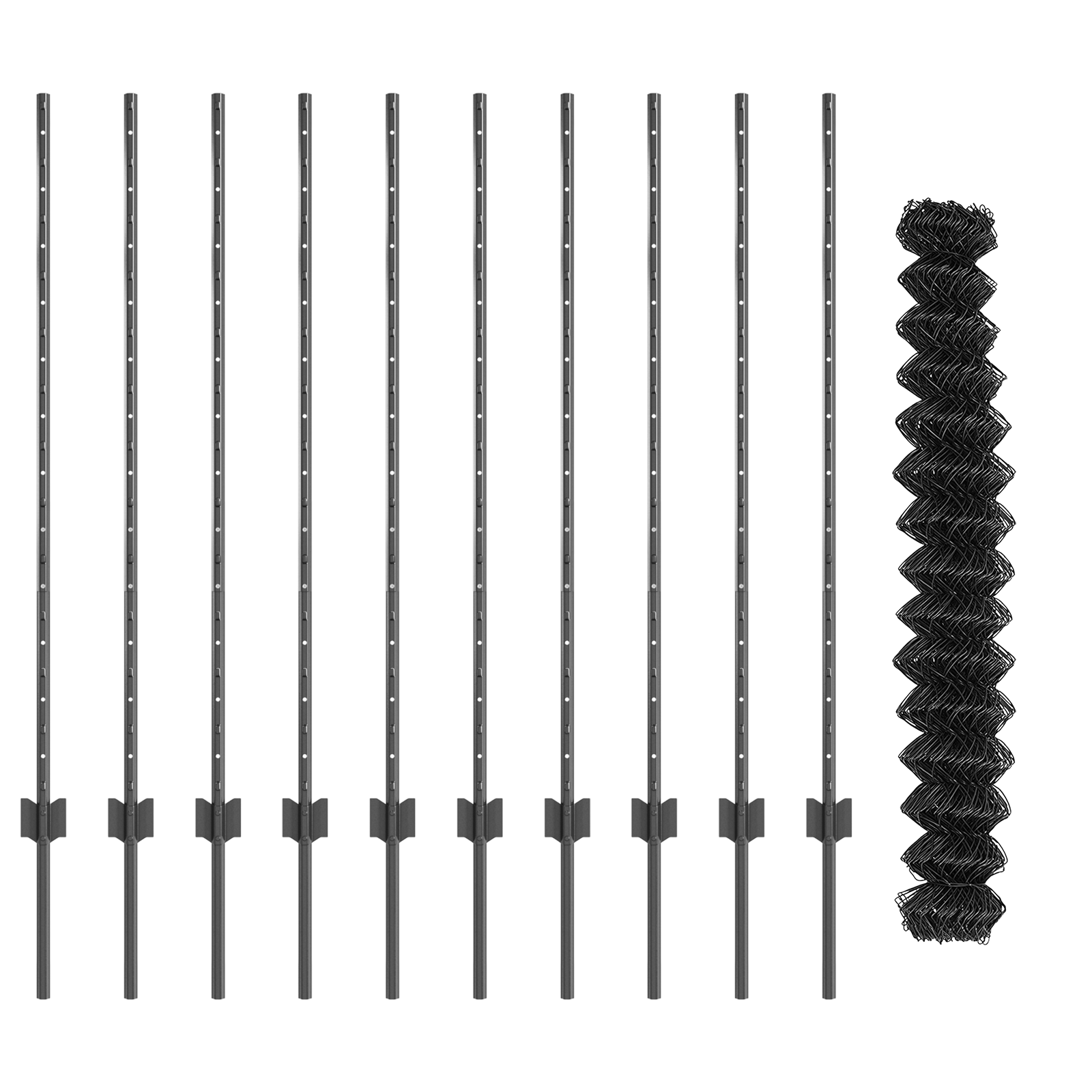 Chain Link Fence with 20 U Posts Grey 1.2x10 m Steel - Image 5