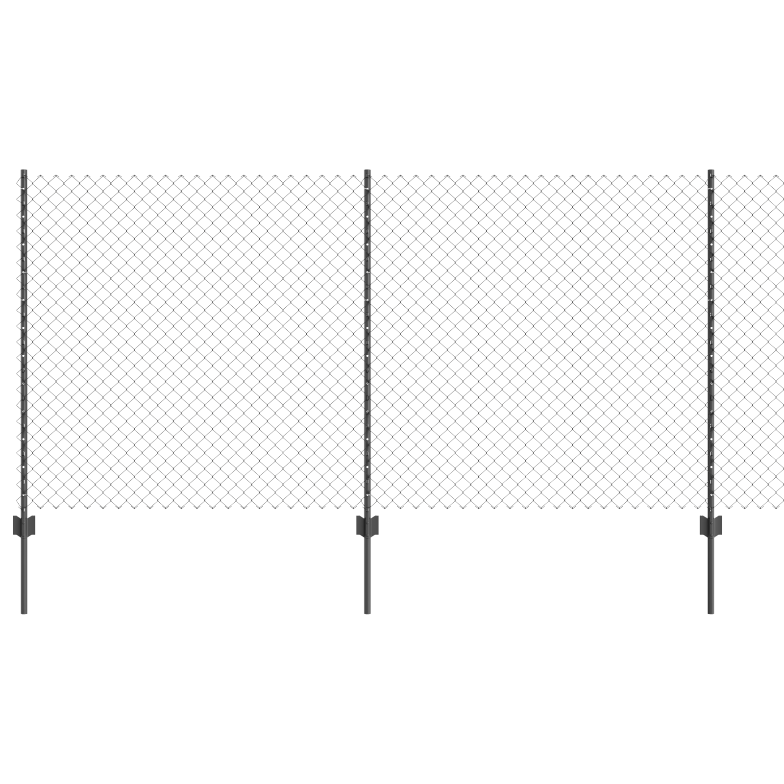 Chain Link Fence with 20 U Posts Grey 1.2x10 m Steel - Image 2