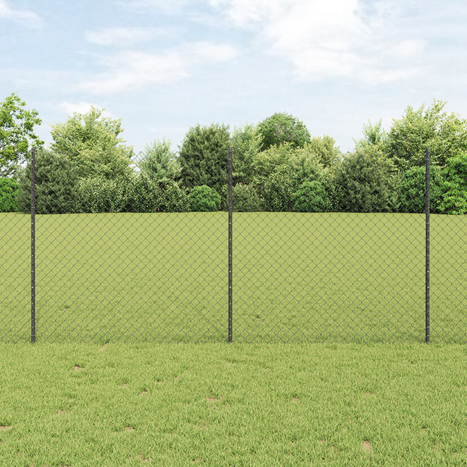 Chain Link Fence with 20 U Posts Grey 1.2x10 m Steel