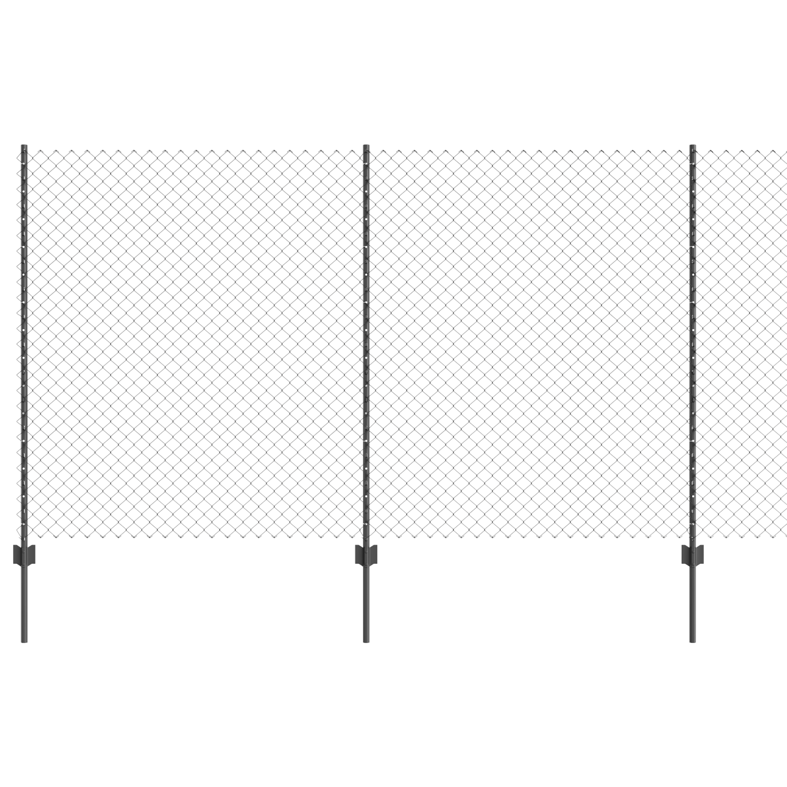 Chain Link Fence with 20 U Posts Grey 1.4x10 m Steel - Image 2