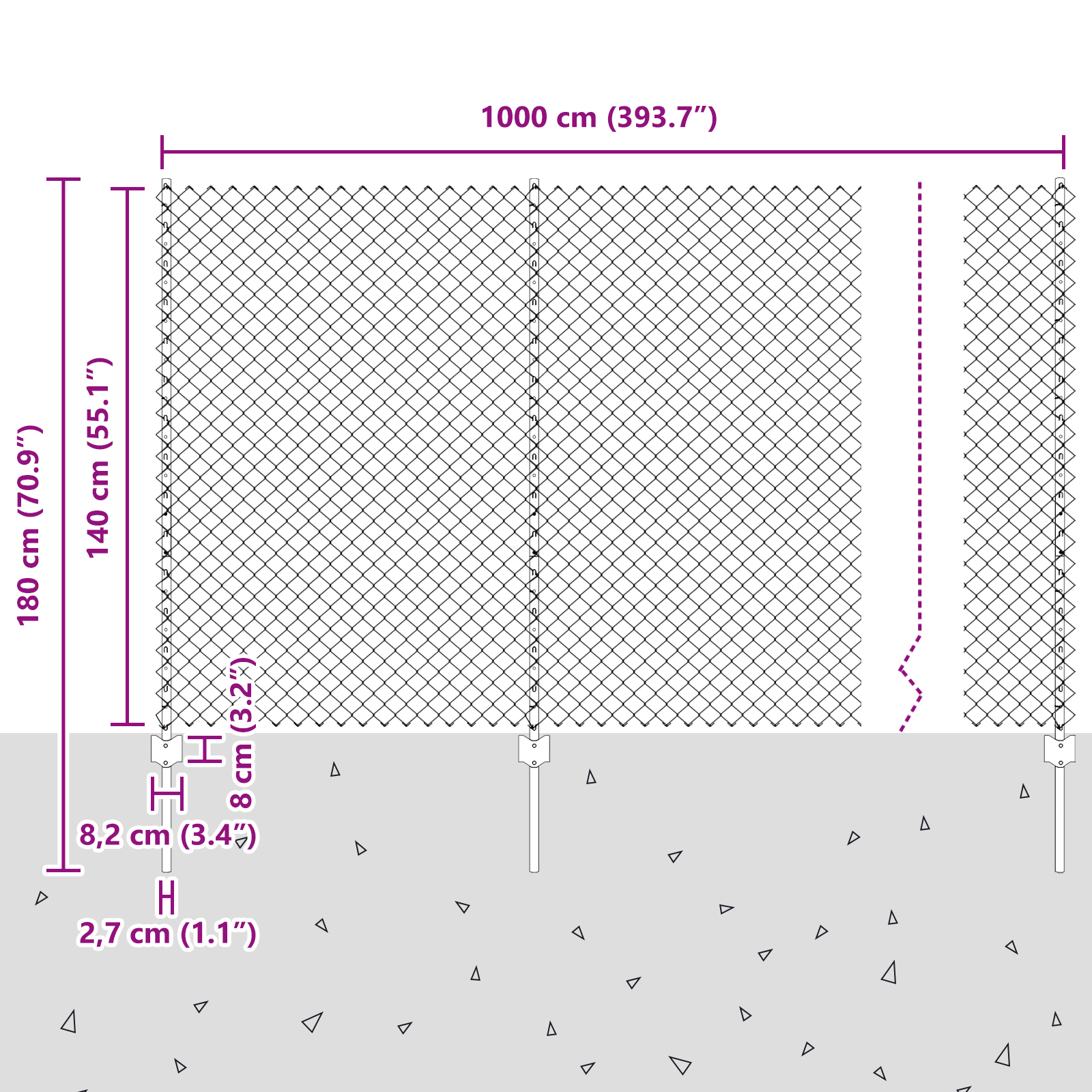 Chain Link Fence with 20 U Posts Grey 1.4x10 m Steel - Image 11