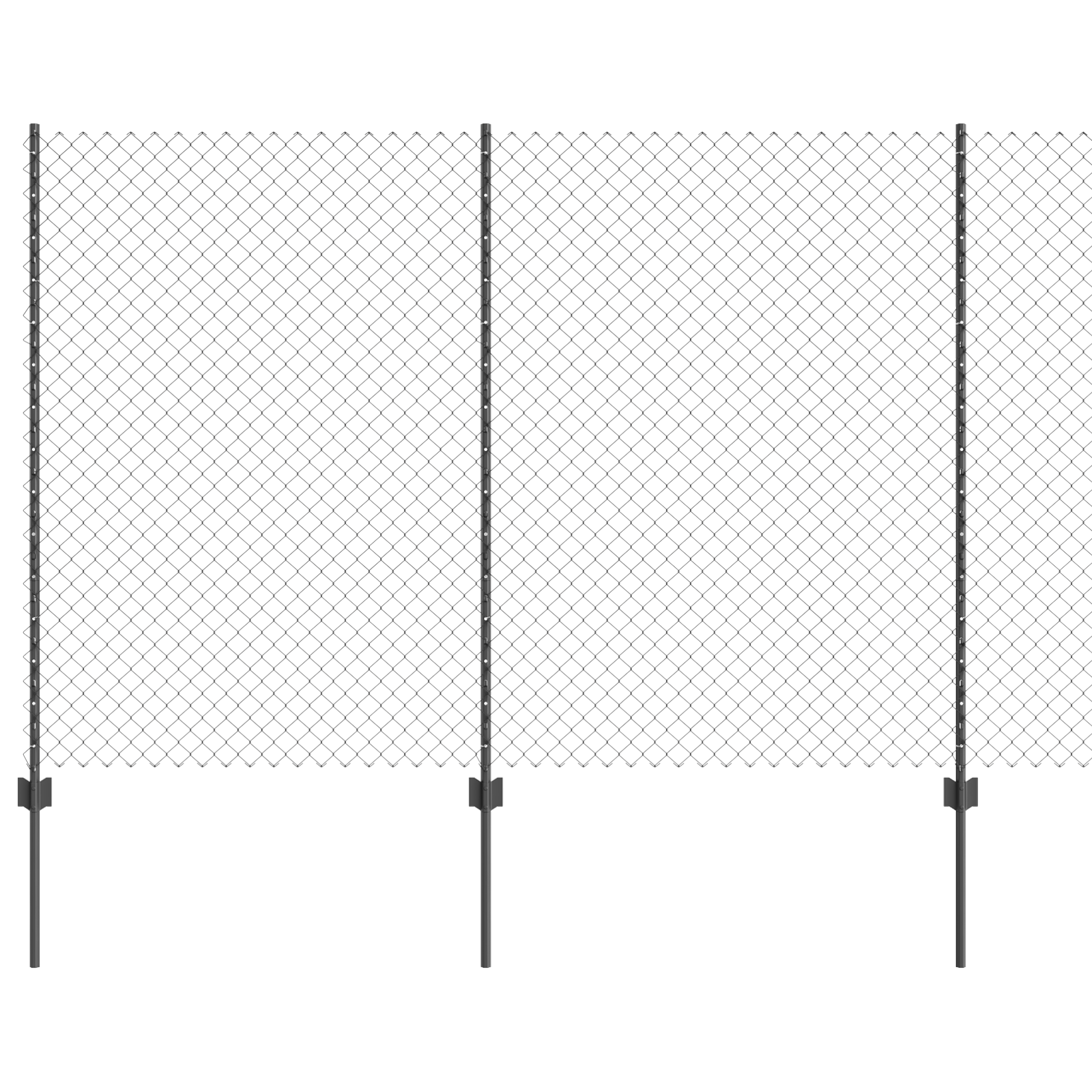 Chain Link Fence with 20 U Posts Grey 1.5x10 m Steel - Image 2