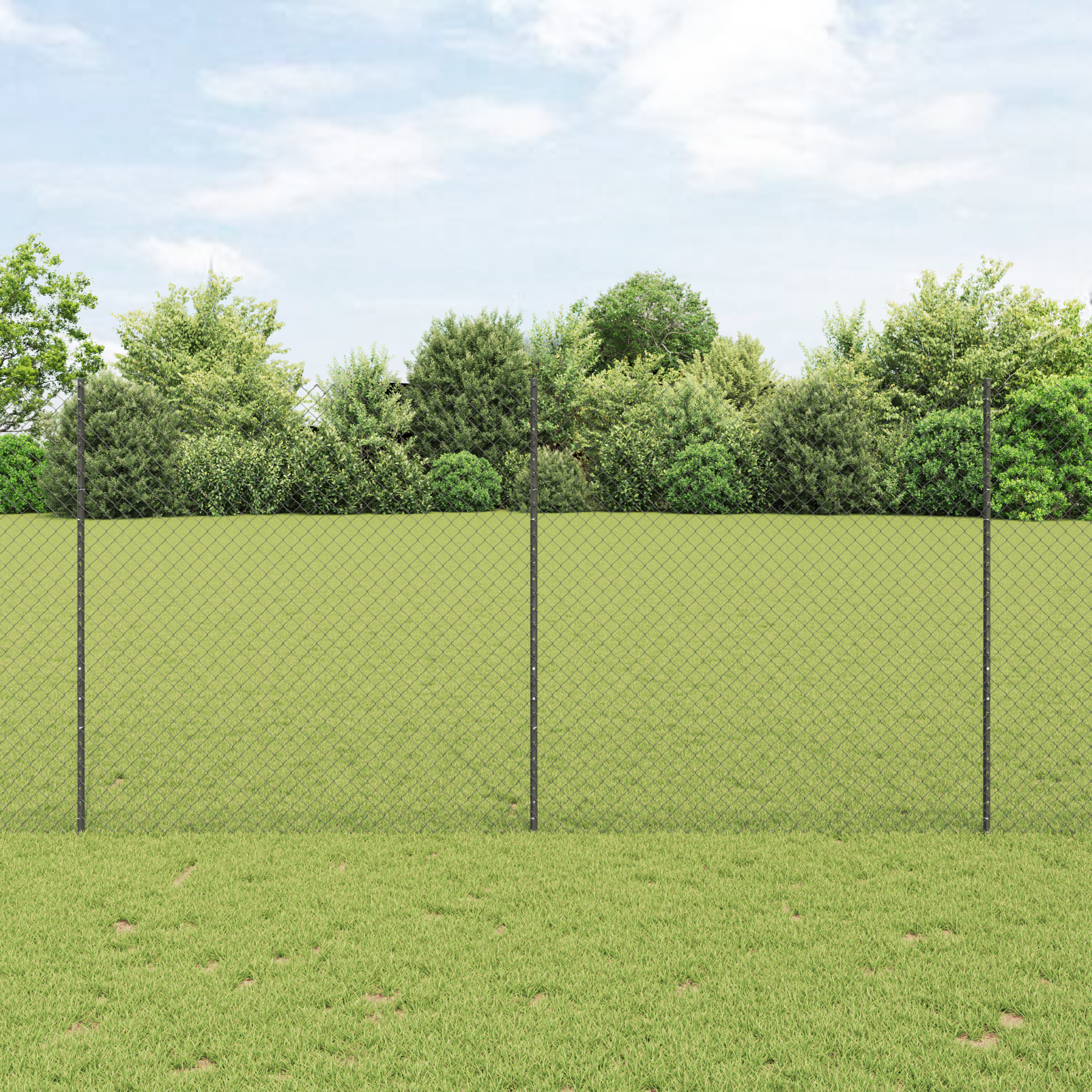 Chain Link Fence with 20 U Posts Grey 1.5x10 m Steel