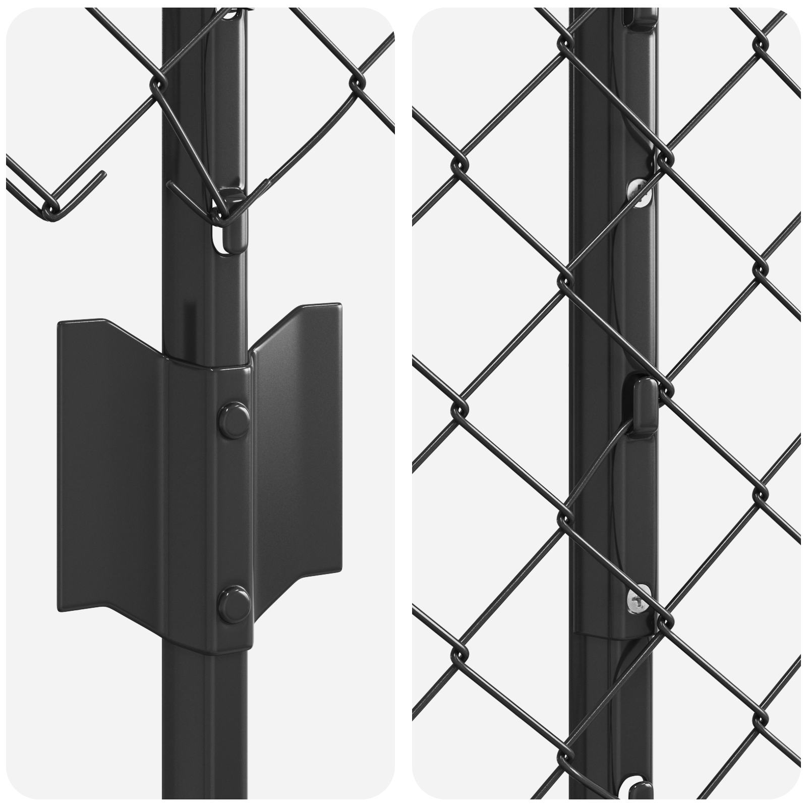 Chain Link Fence with 20 U Posts Grey 1.6x10 m Steel - Image 6