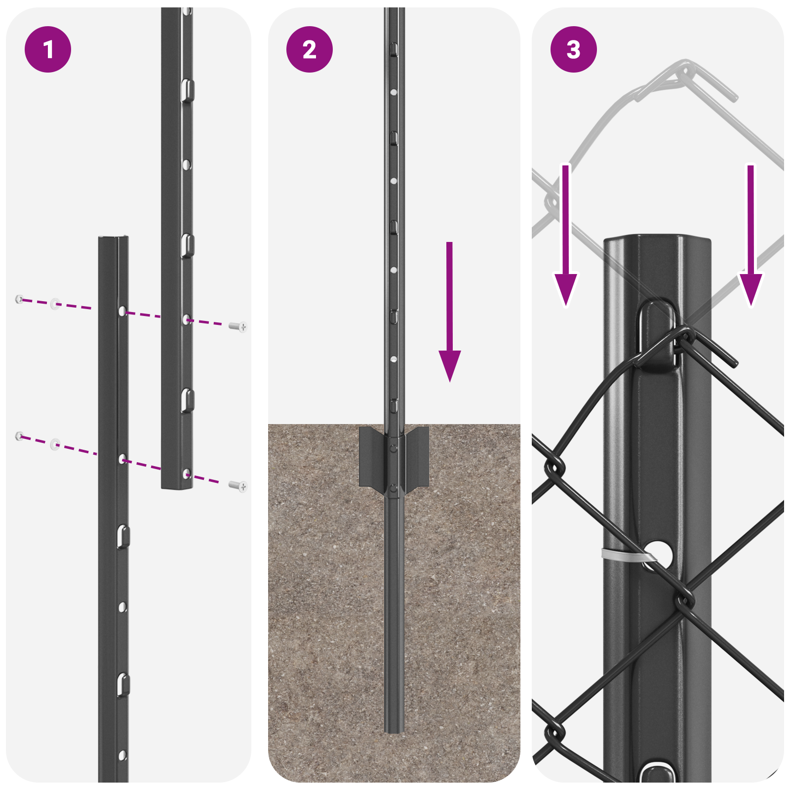 Chain Link Fence with 20 U Posts Grey 1.6x10 m Steel - Image 9