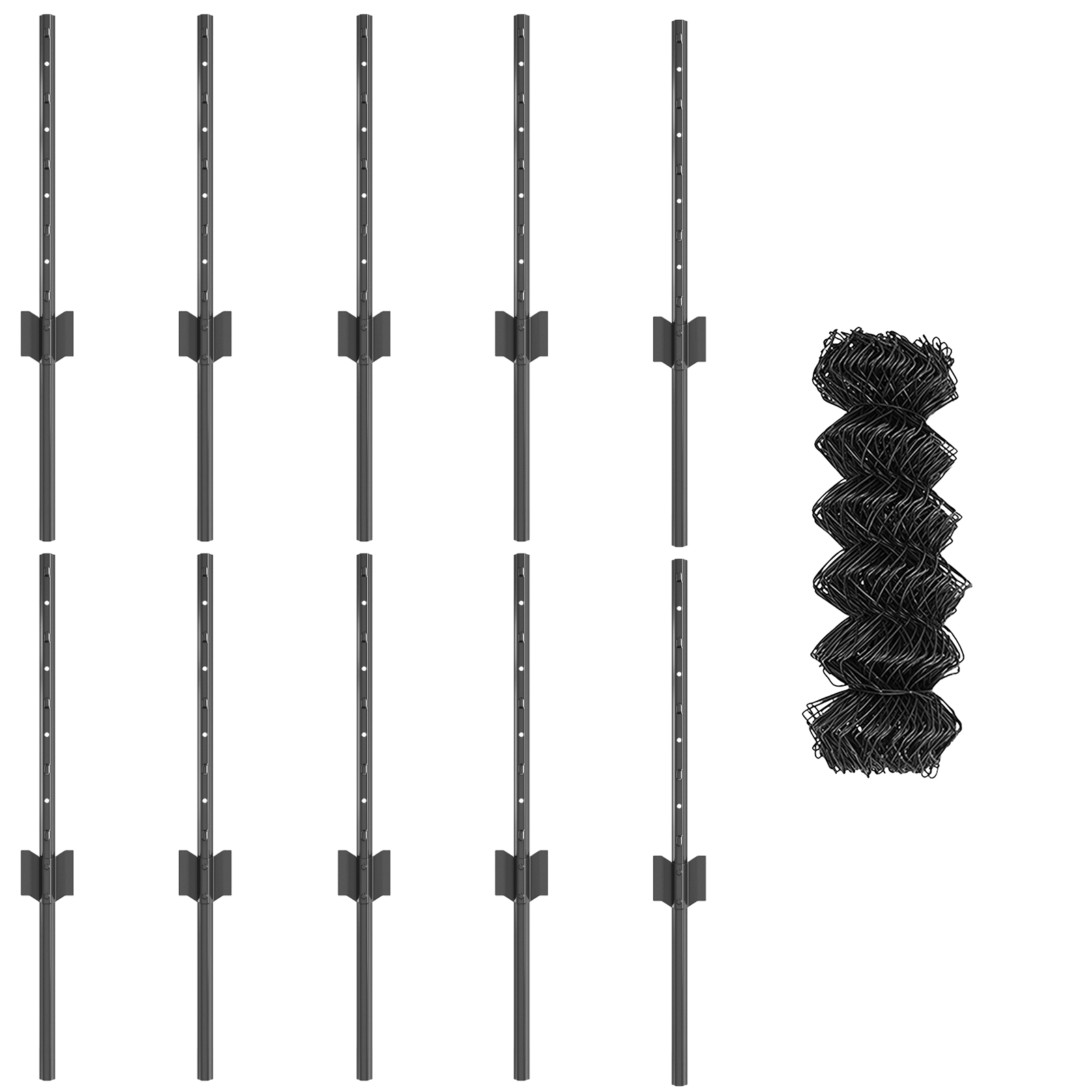 Chain Link Fence with 10 U Posts Grey 0.4x10 m Steel - Image 4