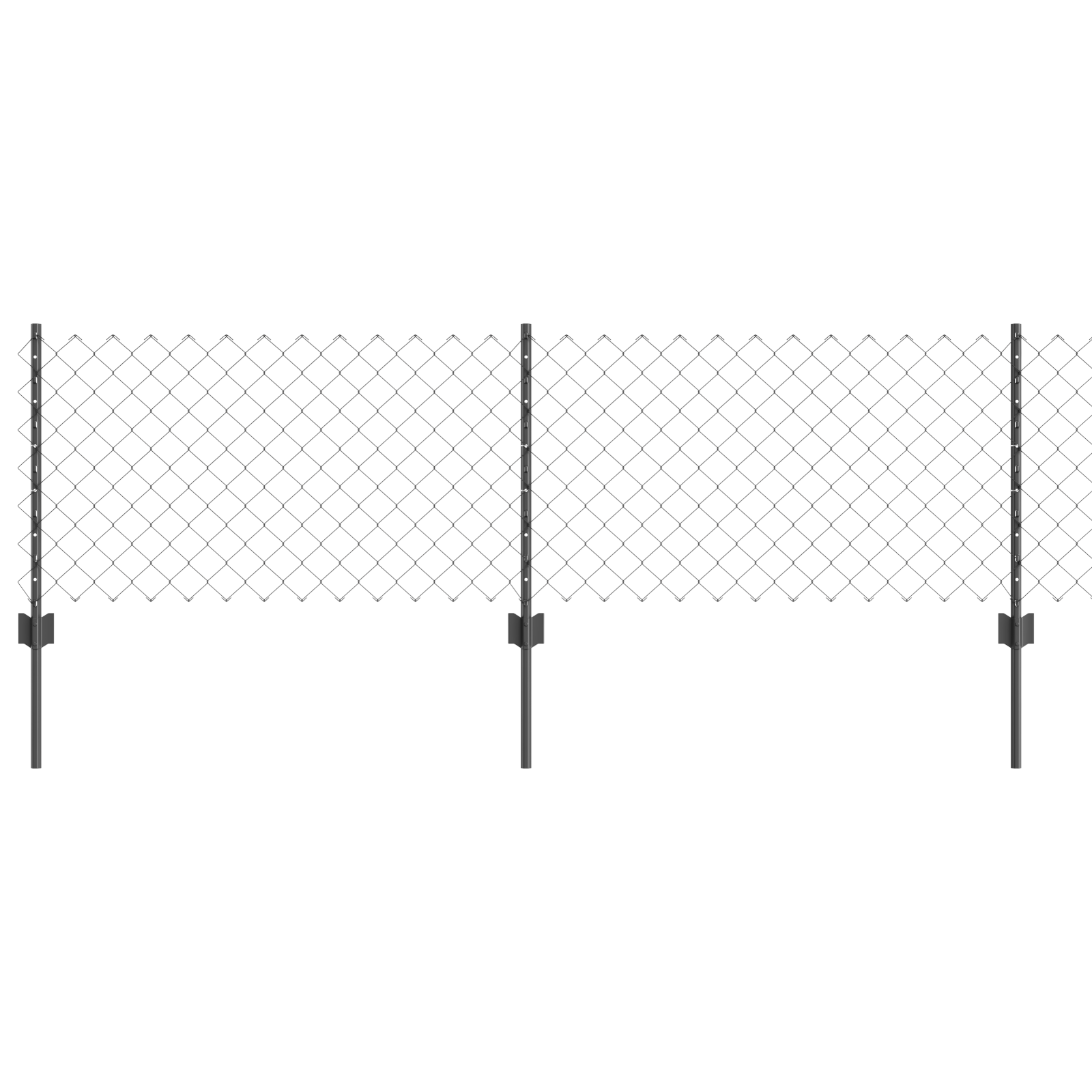 Chain Link Fence with 10 U Posts Grey 0.6x10 m Steel - Image 2