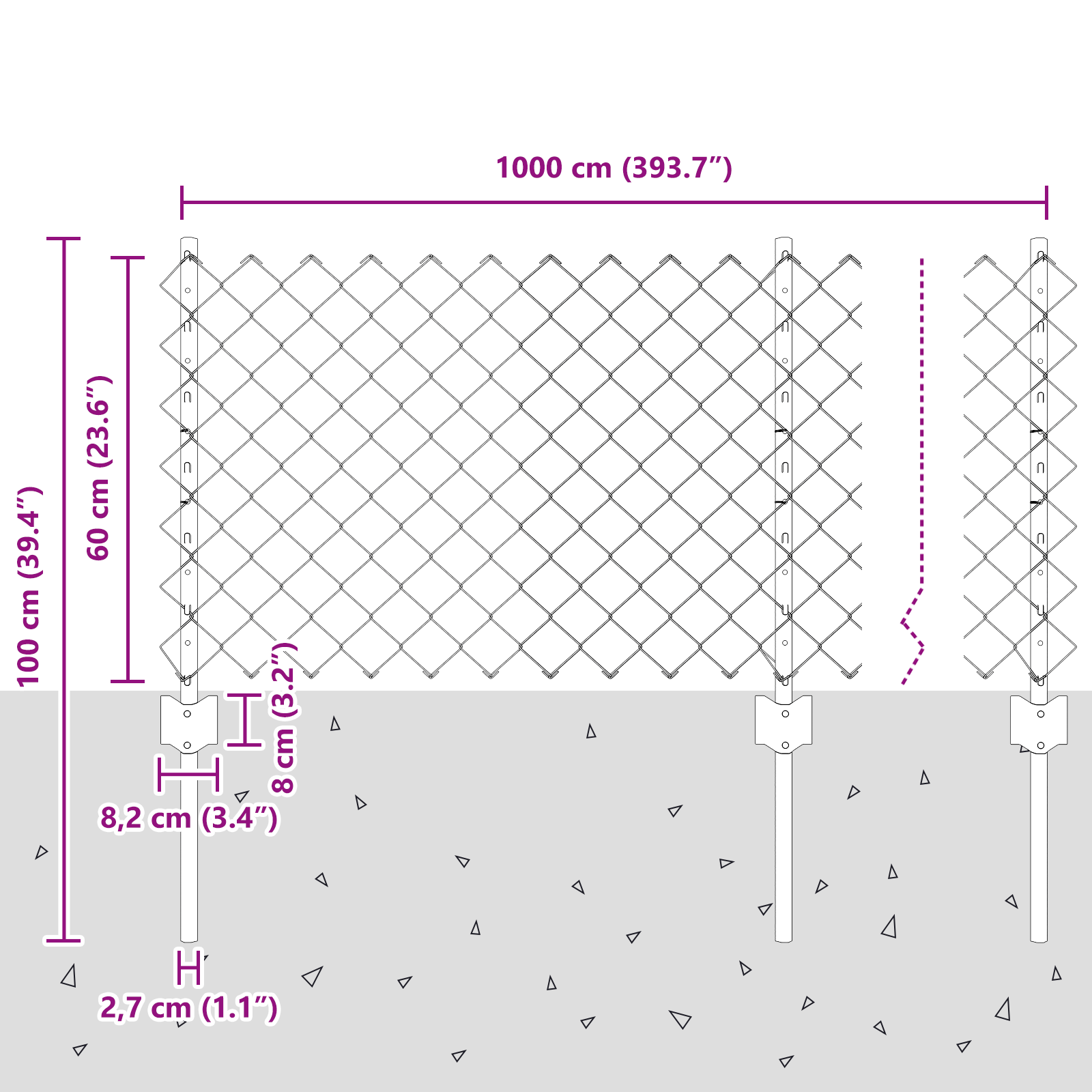 Chain Link Fence with 10 U Posts Grey 0.6x10 m Steel - Image 10