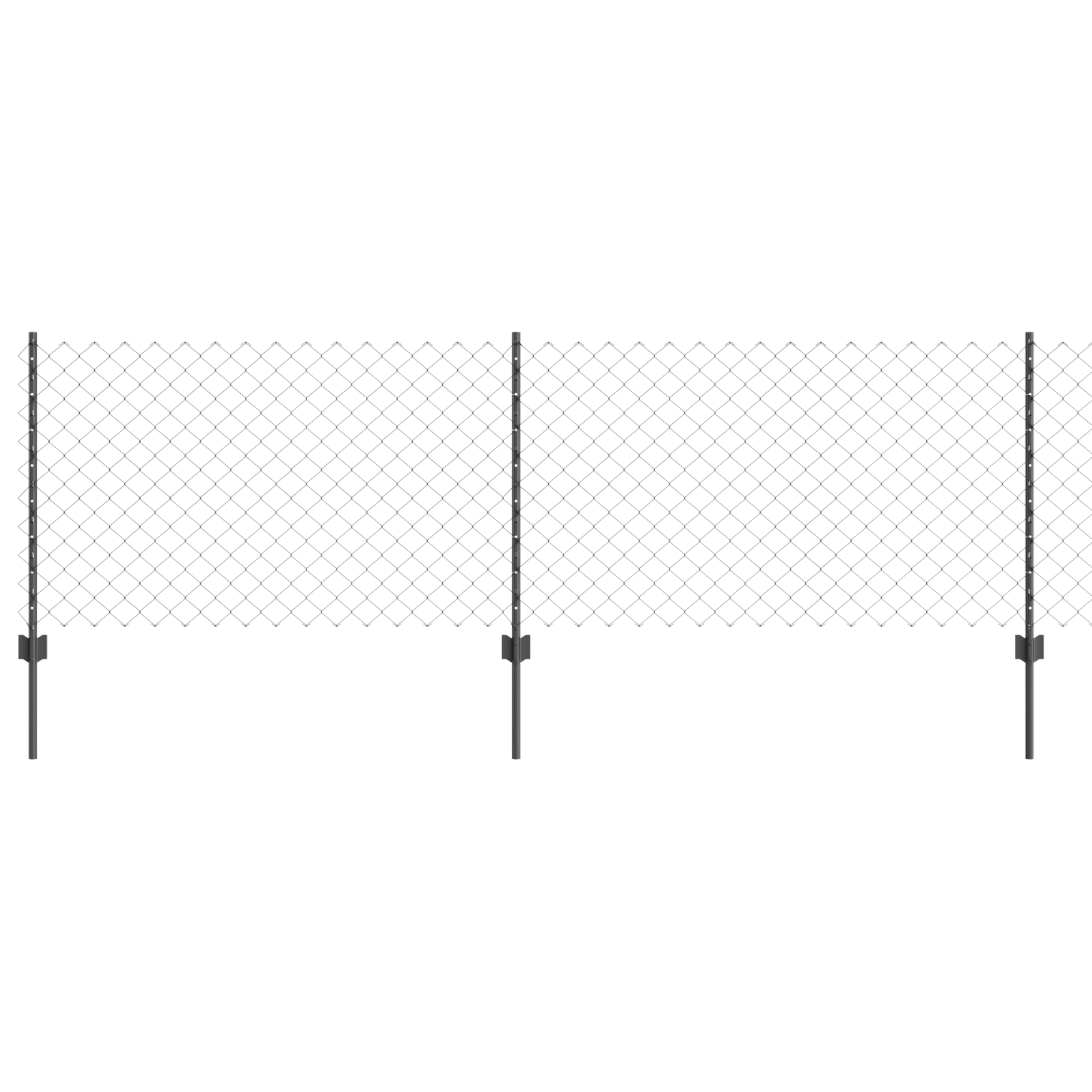 Chain Link Fence with 10 U Posts Grey 0.8x10 m Steel - Image 2