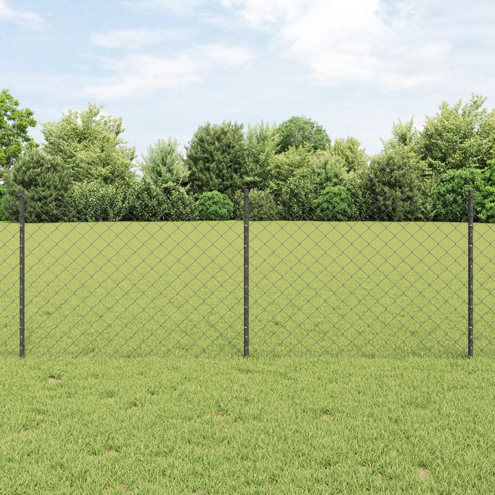 Chain Link Fence with 10 U Posts Grey 0.8x10 m Steel