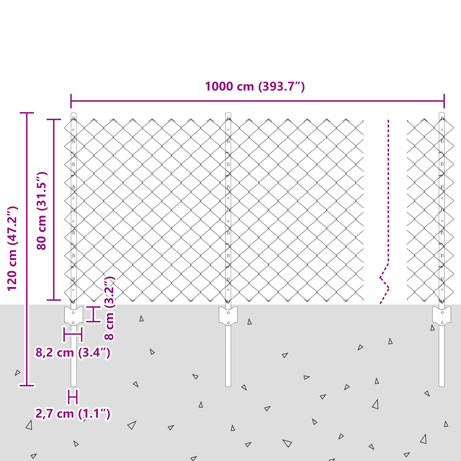 Chain Link Fence with 10 U Posts Grey 0.8x10 m Steel - Image 10
