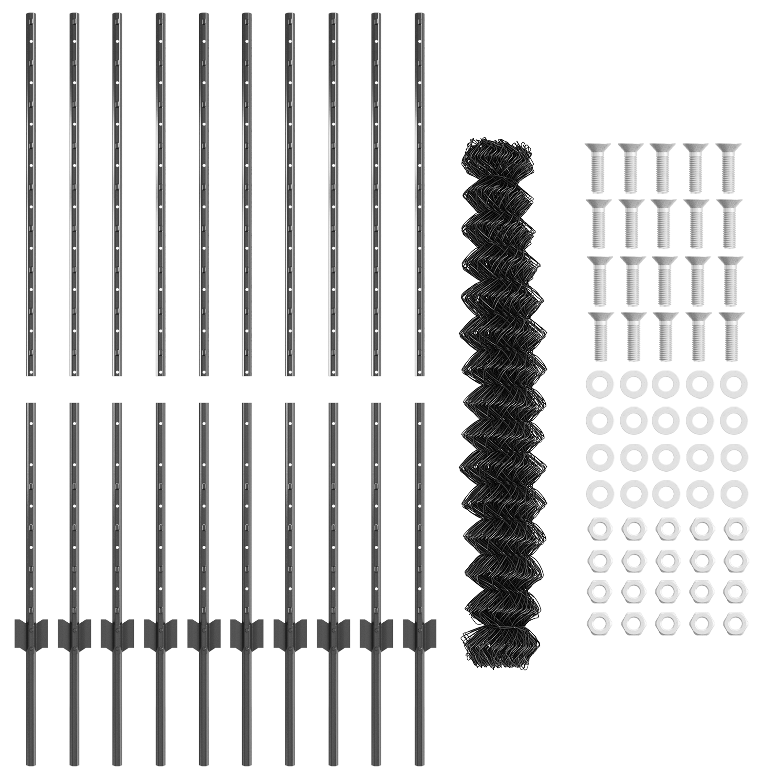 Chain Link Fence with 20 U Posts Grey 1.2x10 m Steel - Image 4