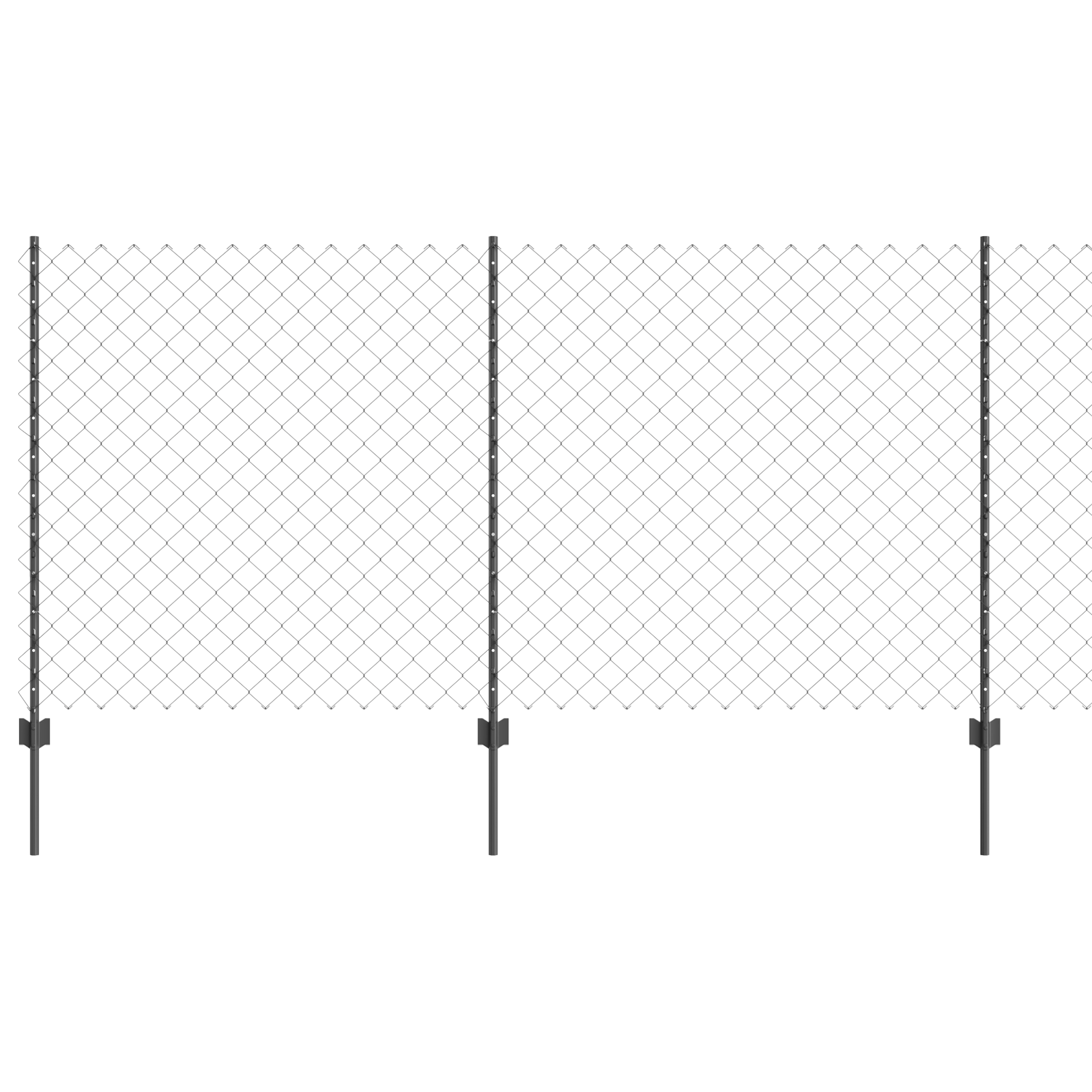 Chain Link Fence with 20 U Posts Grey 1.2x10 m Steel - Image 2