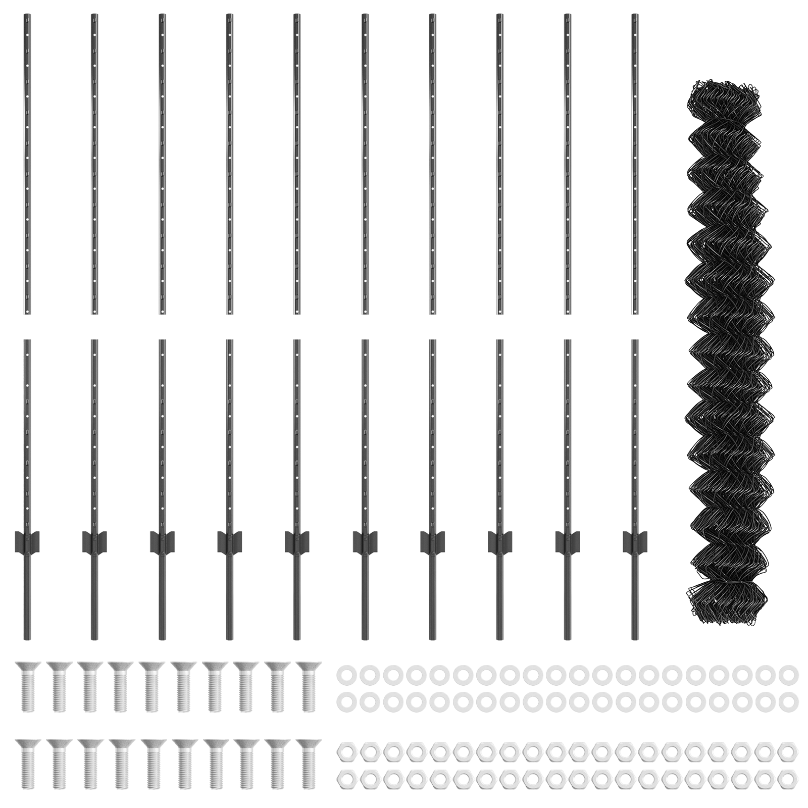 Chain Link Fence with 20 U Posts Grey 1.4x10 m Steel - Image 4