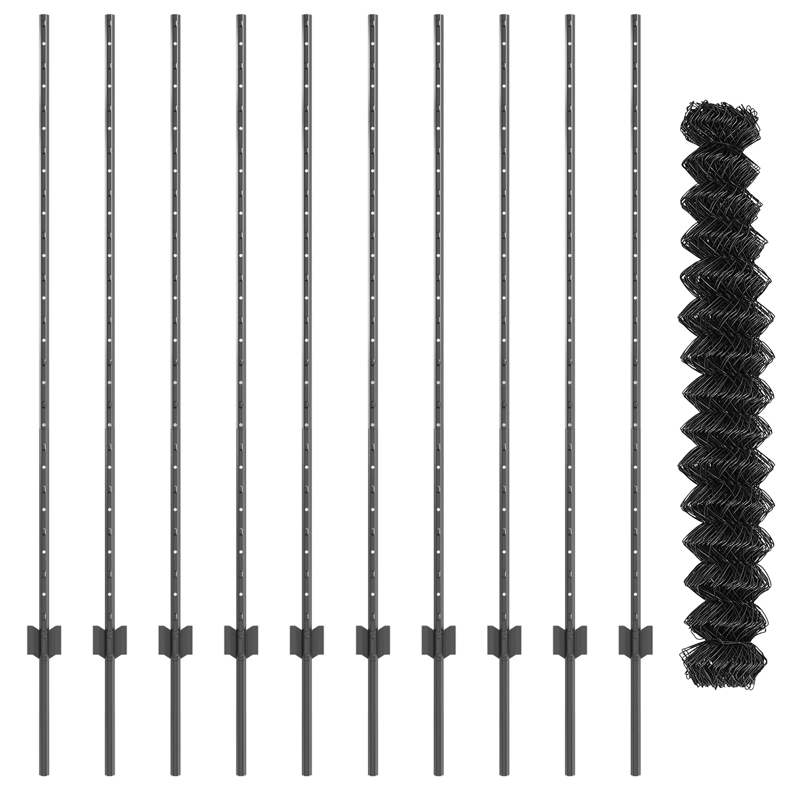 Chain Link Fence with 20 U Posts Grey 1.4x10 m Steel - Image 5