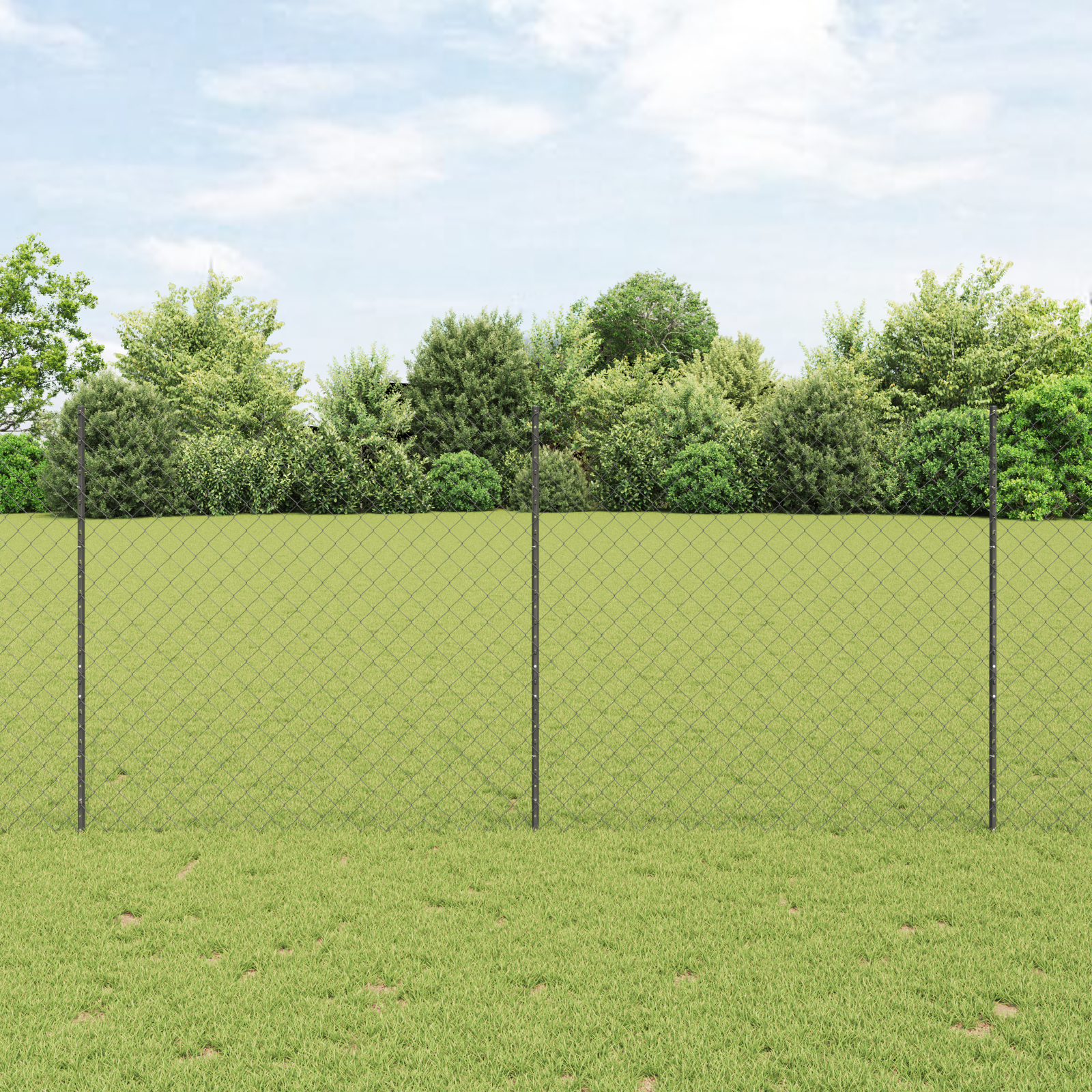 Chain Link Fence with 20 U Posts Grey 1.4x10 m Steel