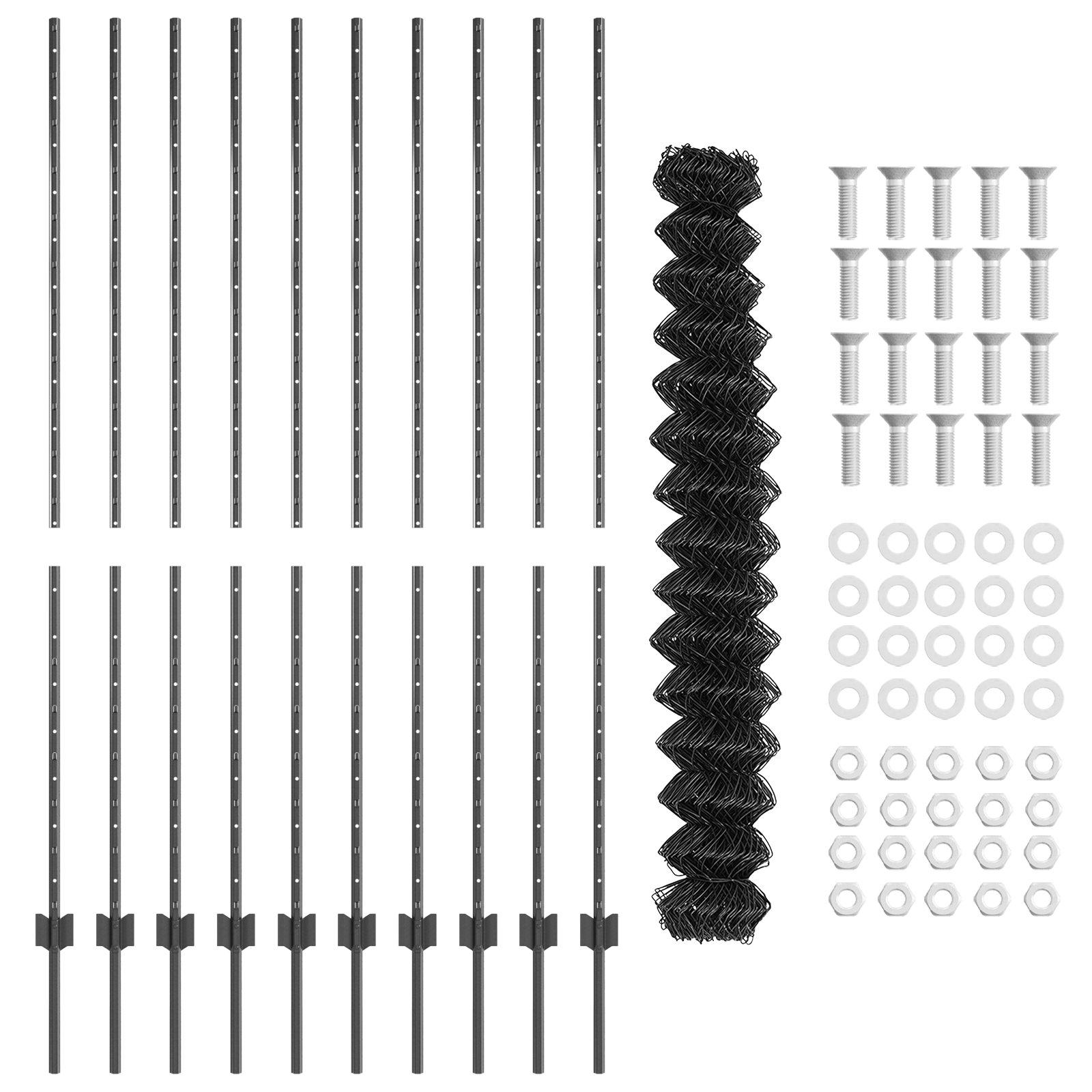 Chain Link Fence with 20 U Posts Grey 1.6x10 m Steel - Image 4