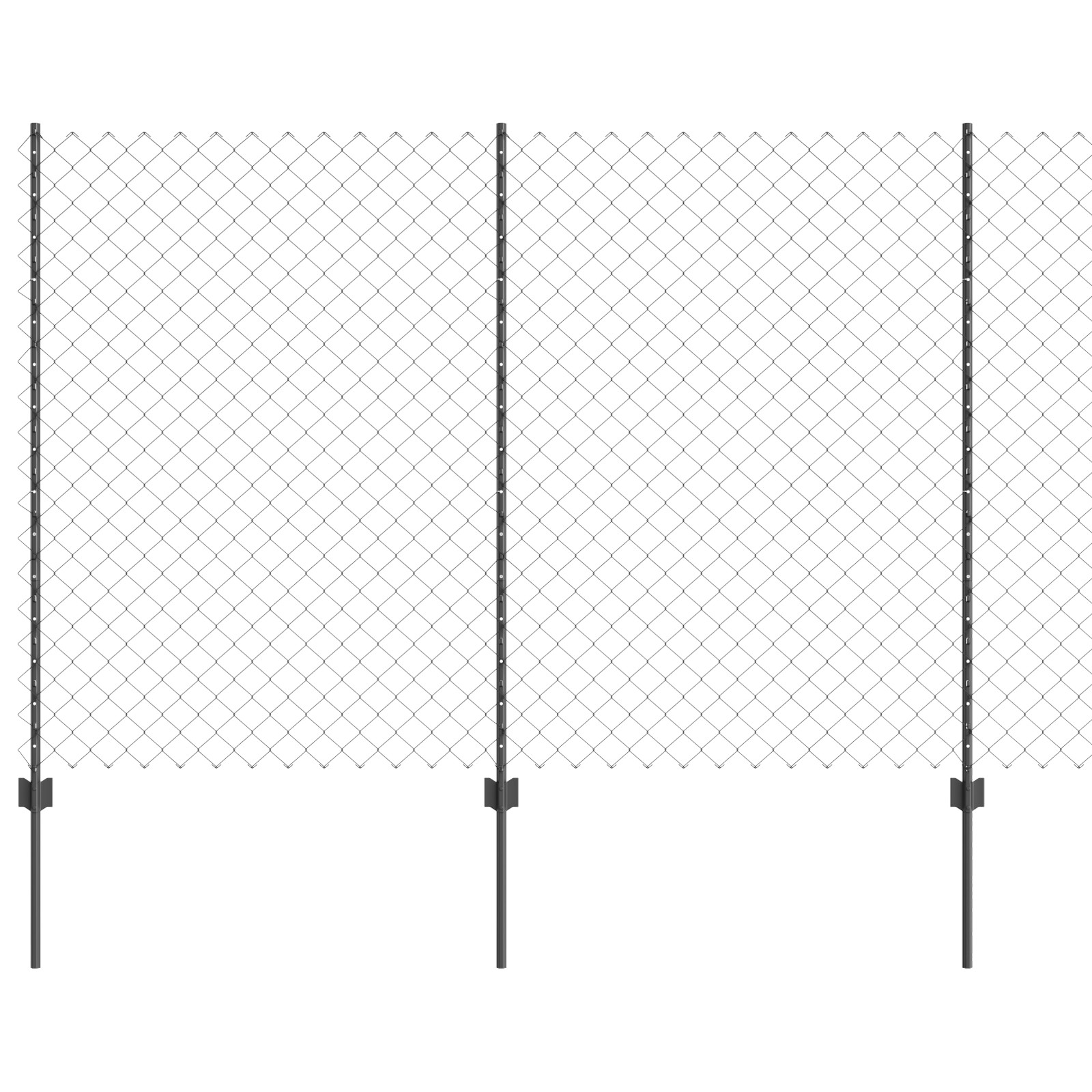 Chain Link Fence with 20 U Posts Grey 1.6x10 m Steel - Image 2