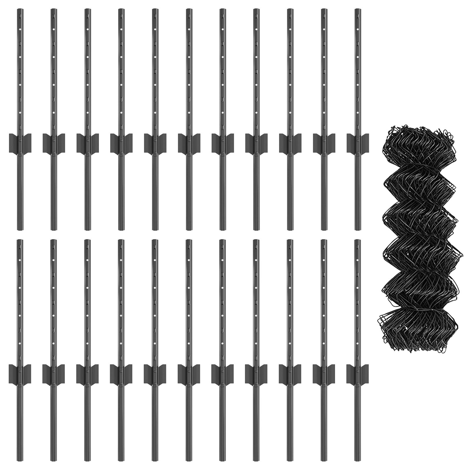 Chain Link Fence with 22 U Posts Grey 0.4x25 m Steel - Image 4