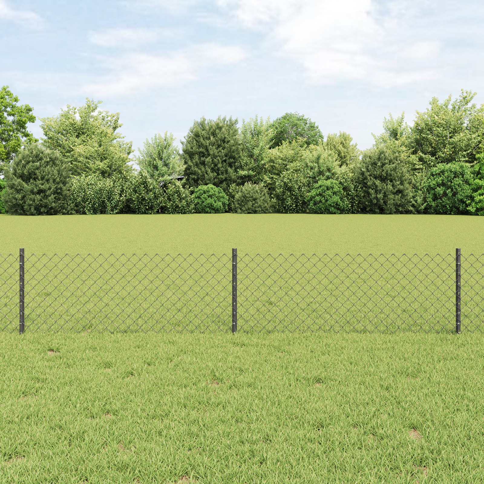 Chain Link Fence with 22 U Posts Grey 0.4x25 m Steel