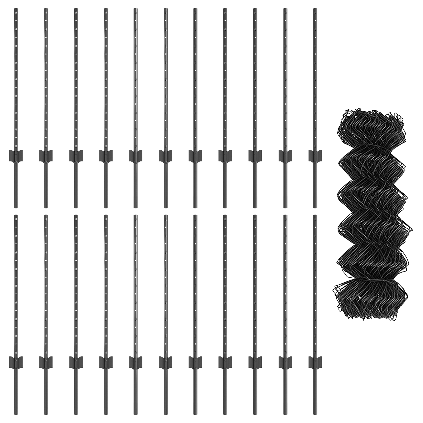 Chain Link Fence with 22 U Posts Grey 0.8x25 m Steel - Image 4