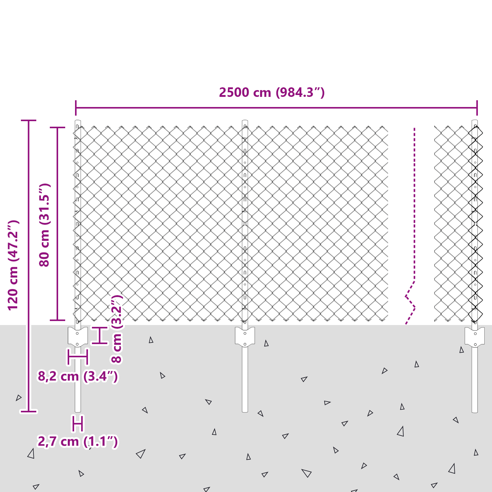 Chain Link Fence with 22 U Posts Grey 0.8x25 m Steel - Image 10