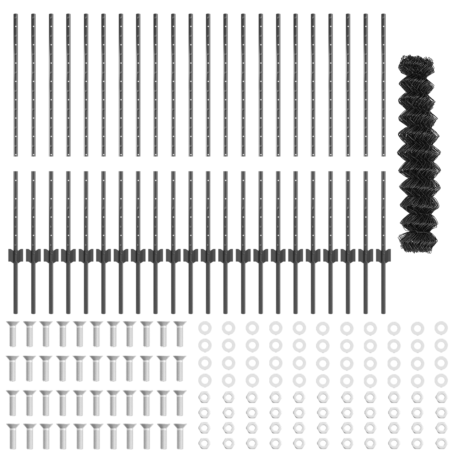 Chain Link Fence with 44 U Posts Grey 1x25 m Steel - Image 4