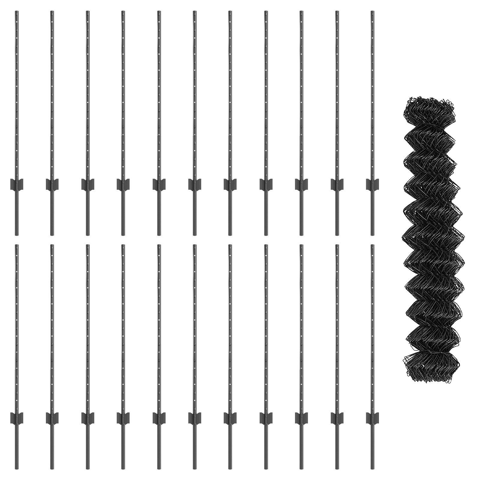 Chain Link Fence with 44 U Posts Grey 1x25 m Steel - Image 5