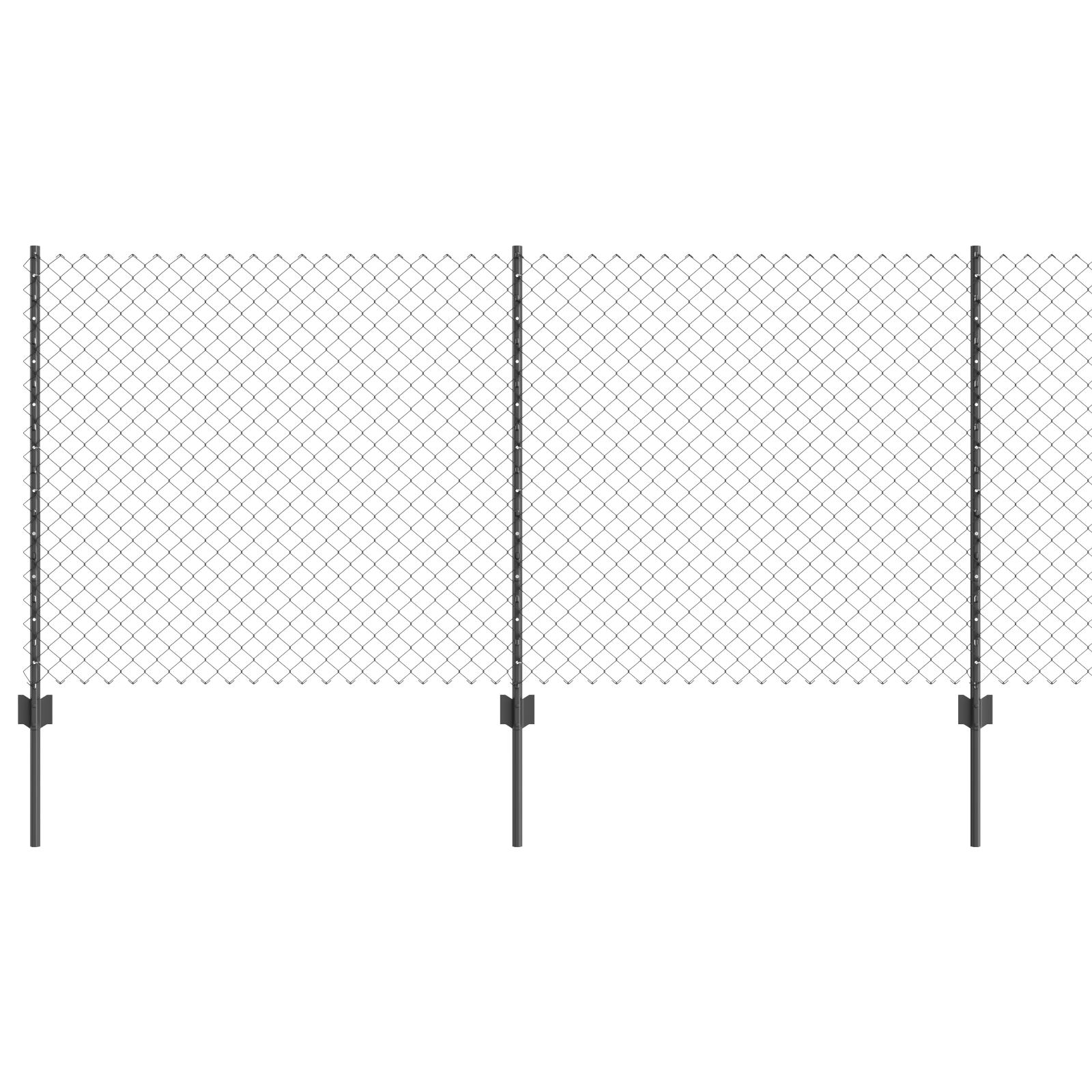 Chain Link Fence with 44 U Posts Grey 1x25 m Steel - Image 2