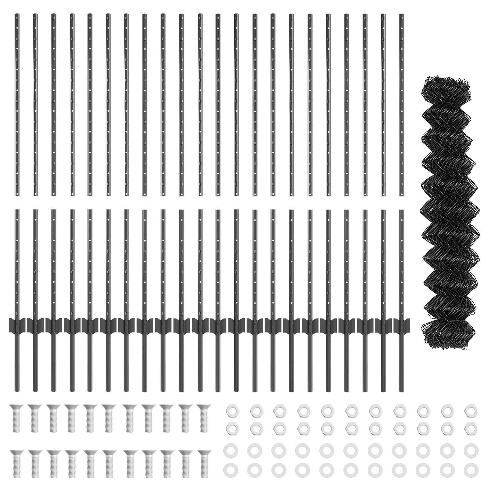 Chain Link Fence with 44 U Posts Grey 1.2x25 m Steel - Image 4