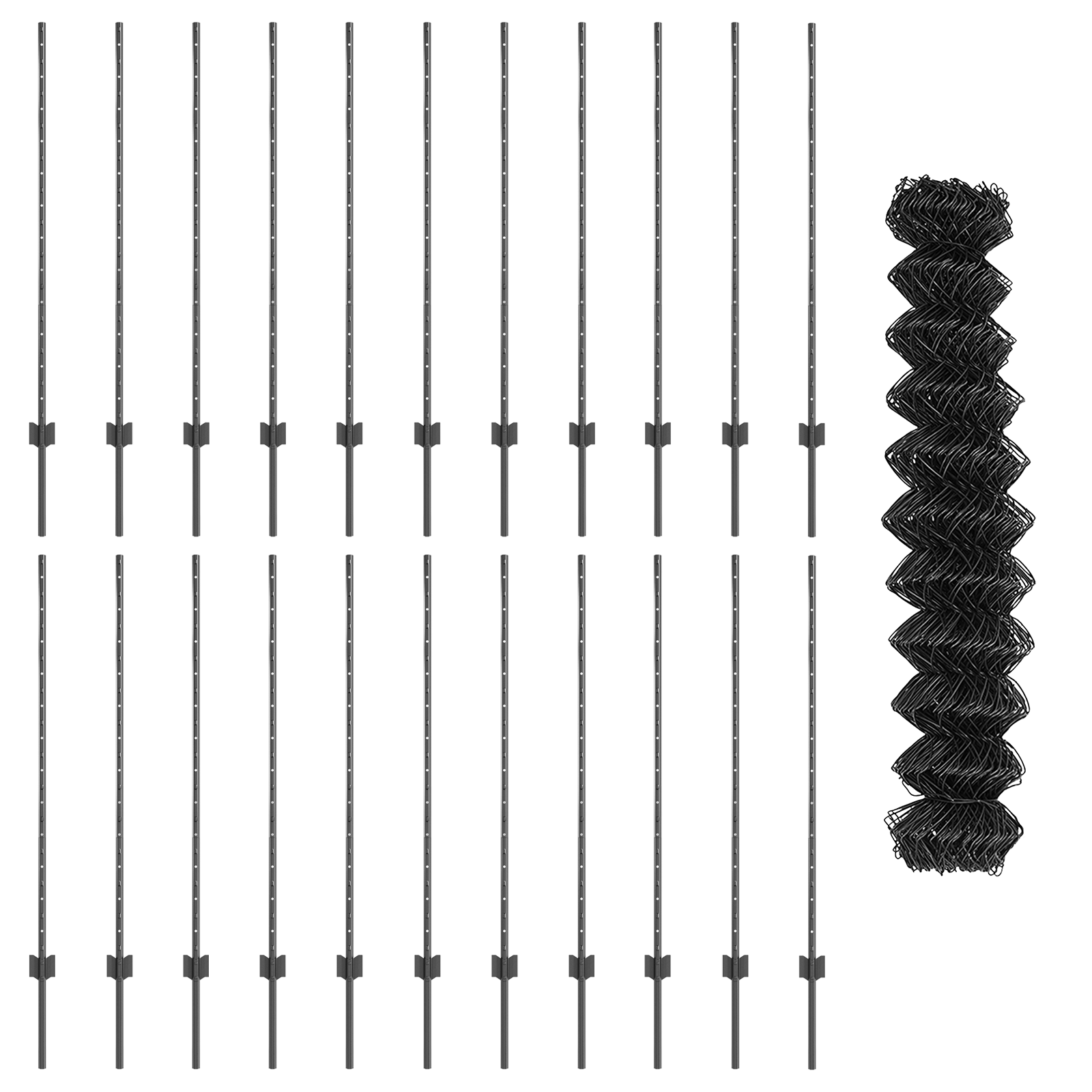 Chain Link Fence with 44 U Posts Grey 1.2x25 m Steel - Image 5