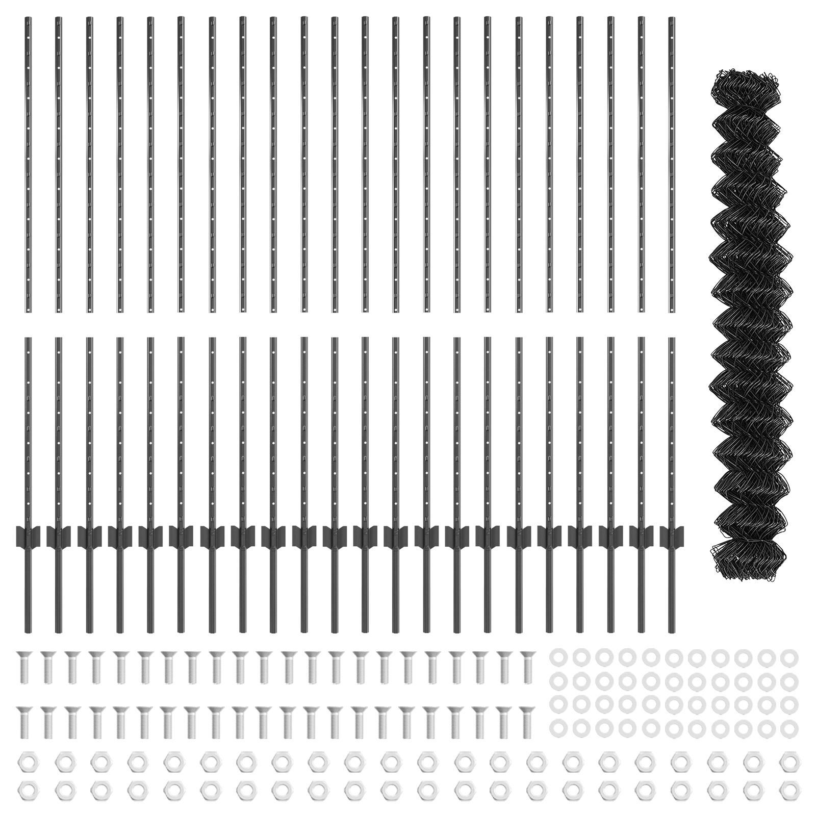 Chain Link Fence with 44 U Posts Grey 1.4x25 m Steel - Image 4