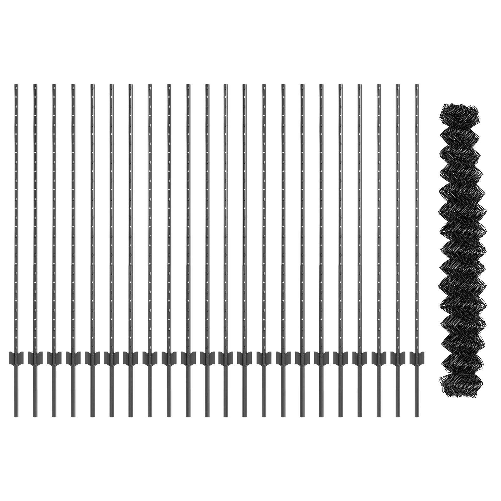 Chain Link Fence with 44 U Posts Grey 1.4x25 m Steel - Image 5