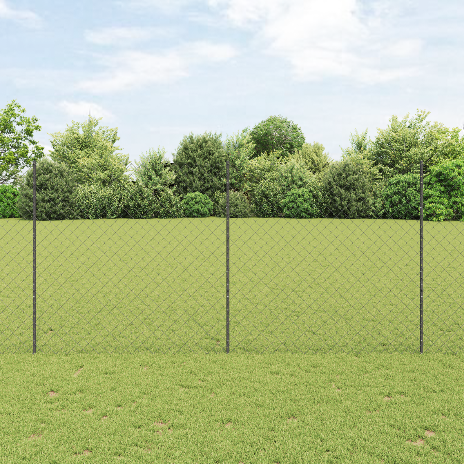 Chain Link Fence with 44 U Posts Grey 1.6x25 m Steel